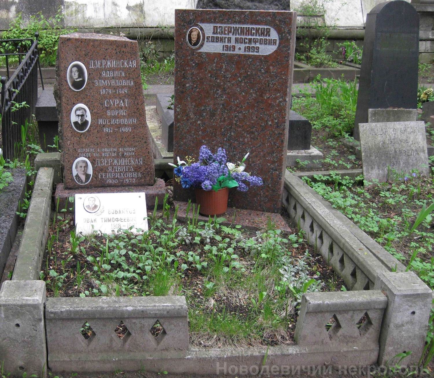 Памятник на могиле Дзержинской Я.Э. (1879–1949), на Новодевичьем кладбище (1–46–45).