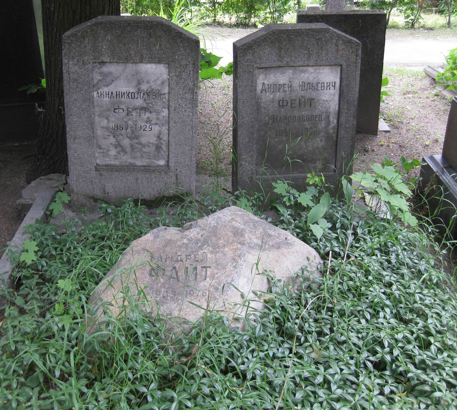 Памятник на могиле Фейта А.Ю. (1864-1926), на Новодевичьем кладбище (1-45-52). Нажмите левую кнопку мыши, чтобы увидеть фрагмент памятника.