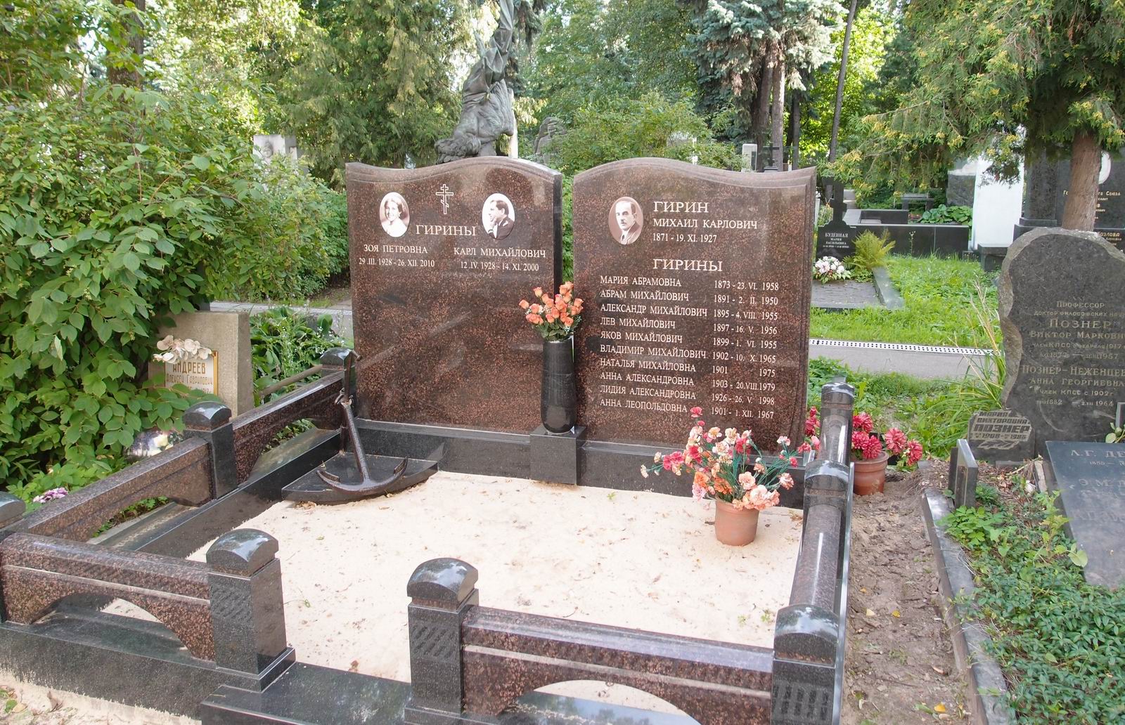 Памятник на могиле Гирина М.К. (1871-1927), на Новодевичьем кладбище (1-45-18).