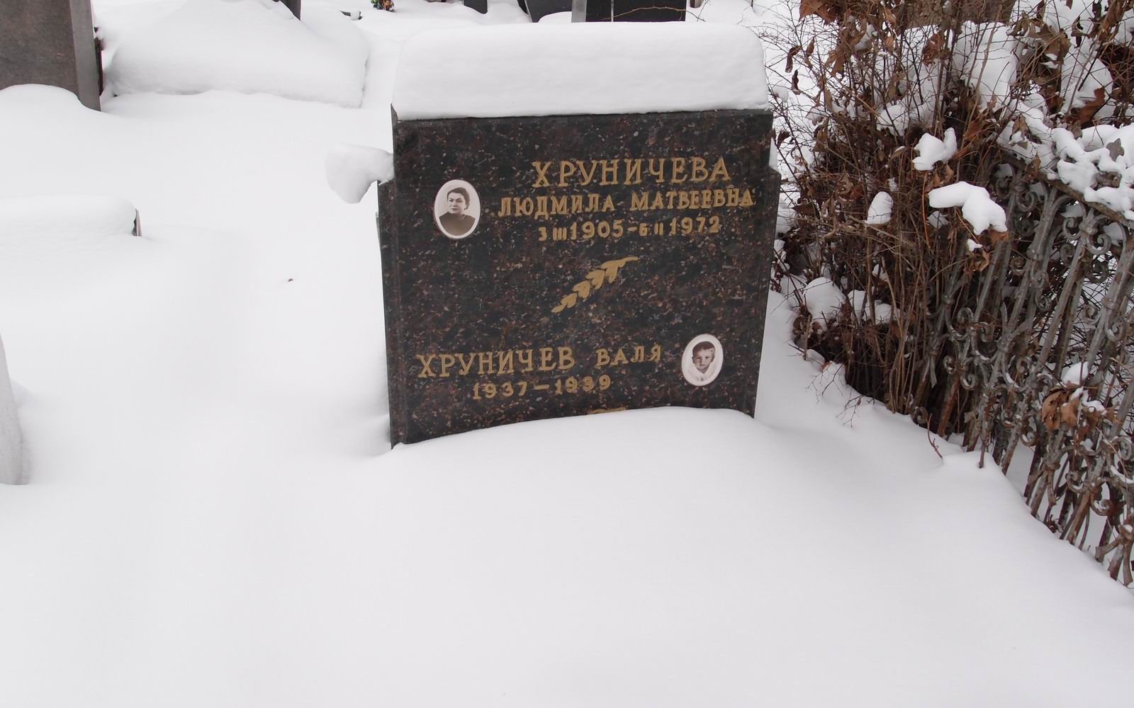 Памятник на могиле Хруничевой Л.М. (1905-1972), на Новодевичьем кладбище (1-34-4).