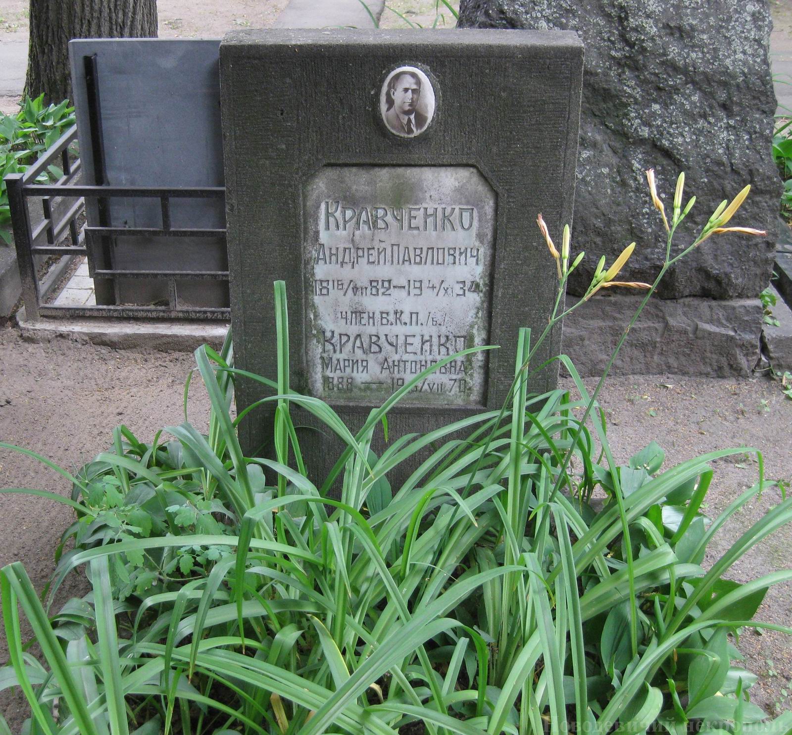 Памятник на могиле Кравченко А.П. (1882-1934), на Новодевичьем кладбище (1-45-24).