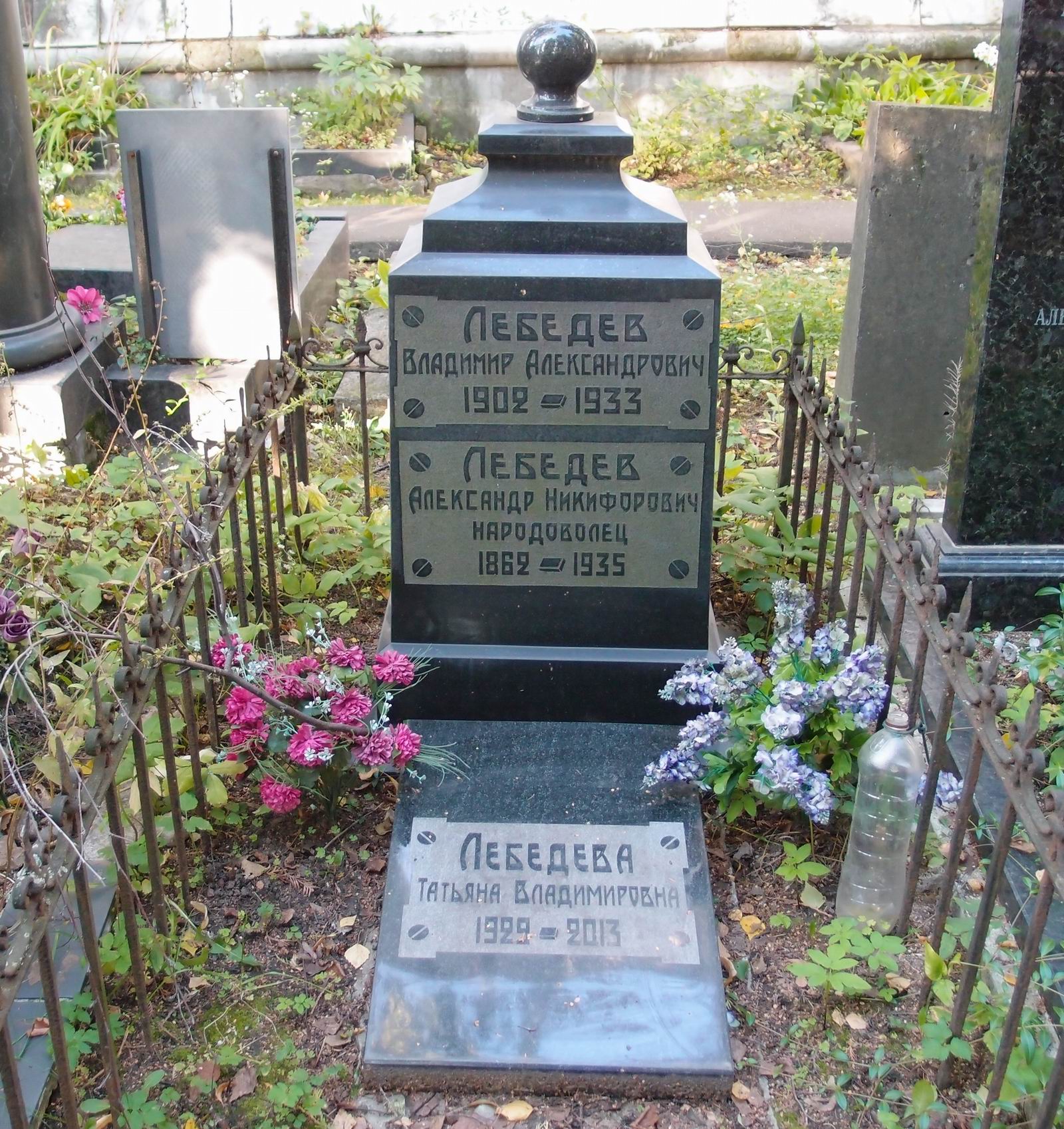 Памятник на могиле Лебедева А.Н. (1862–1935), на Новодевичьем кладбище (1–46–38).