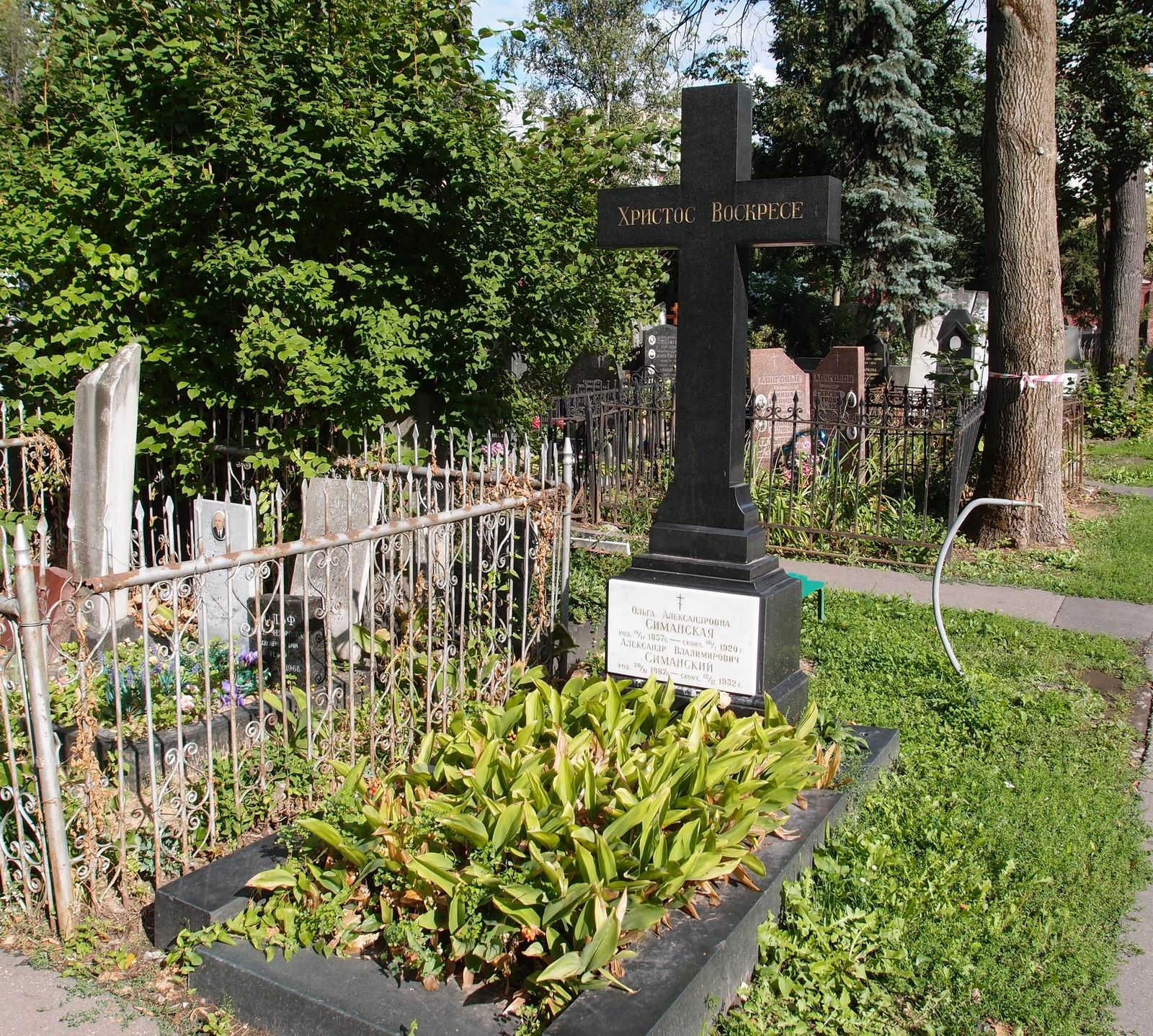 Памятник на могиле Симанской О.А. (1857-1920), на Новодевичьем кладбище (1-22-1).