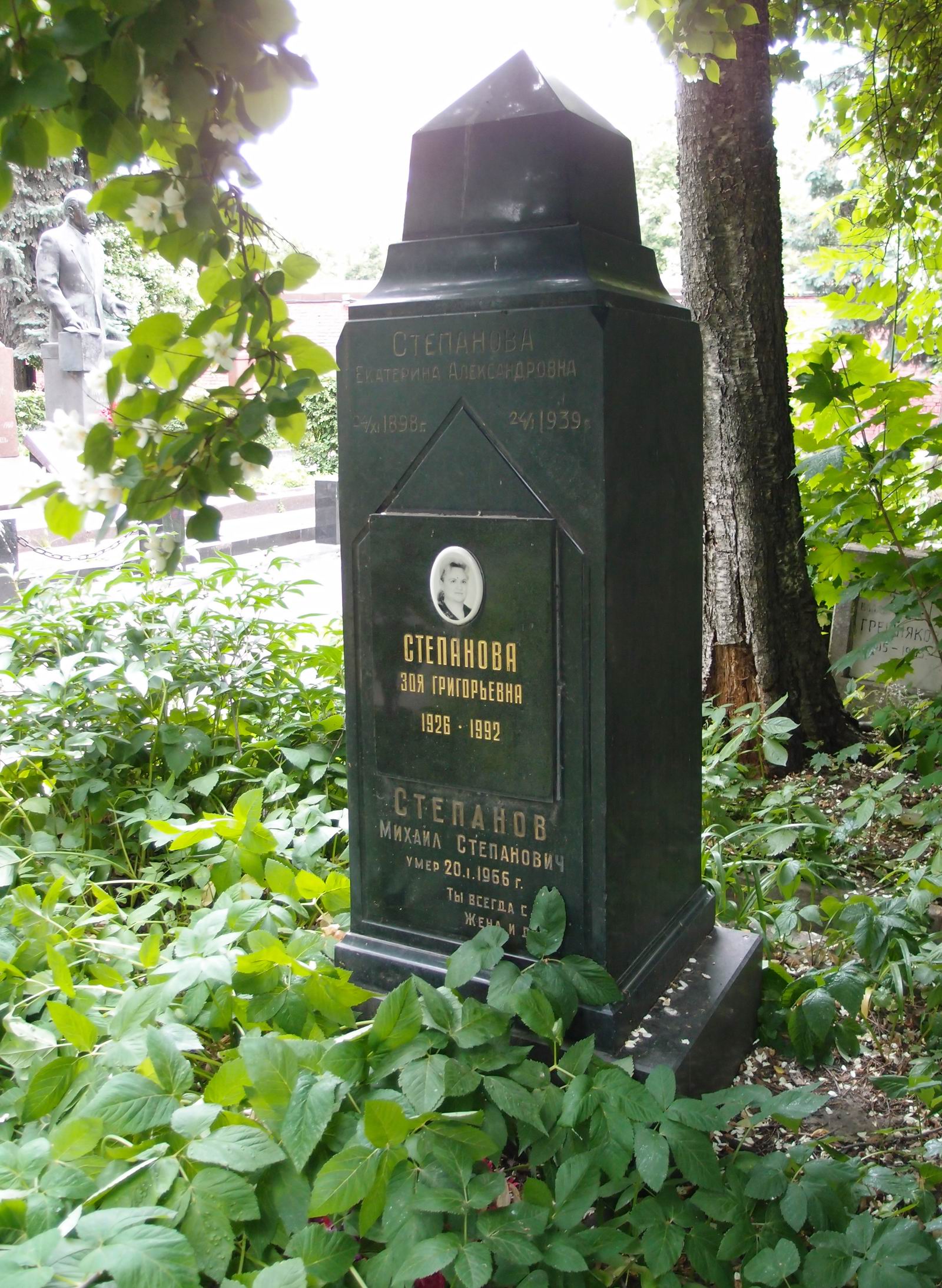 Памятник на могиле Степанова М.С. (1897–1966), на Новодевичьем кладбище (1–33–7).