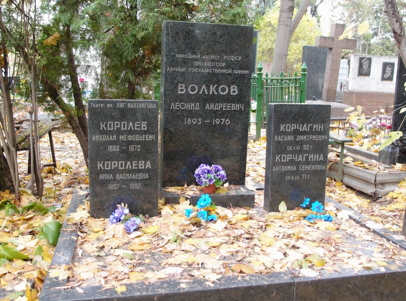 Памятник на могиле Волкова Л.А. (1893-1976), на Новодевичьем кладбище (1-4-13).