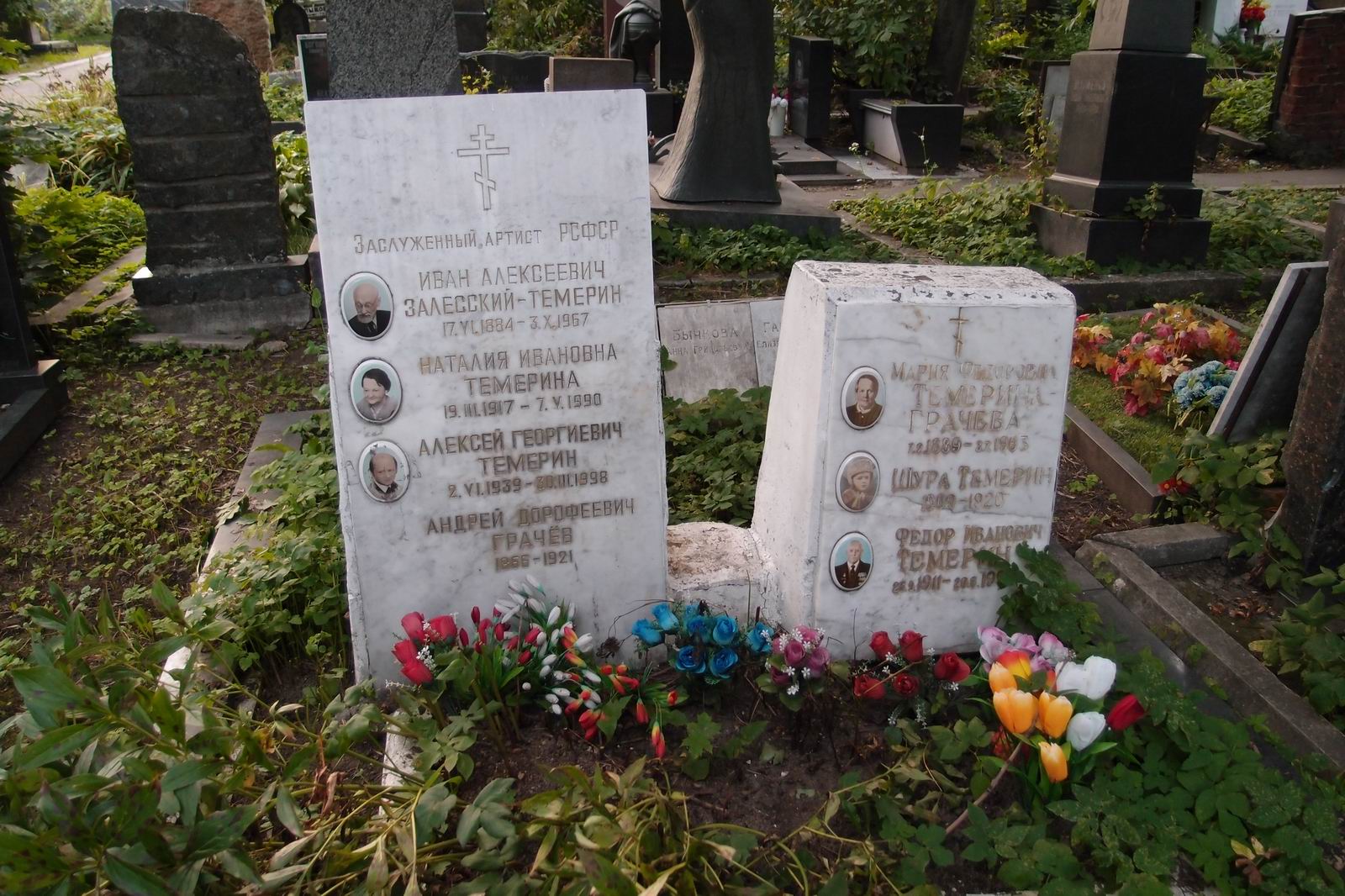 Памятник на могиле Залесского-Темерина И.А. (1884–1967), на Новодевичьем кладбище (1–34–3).