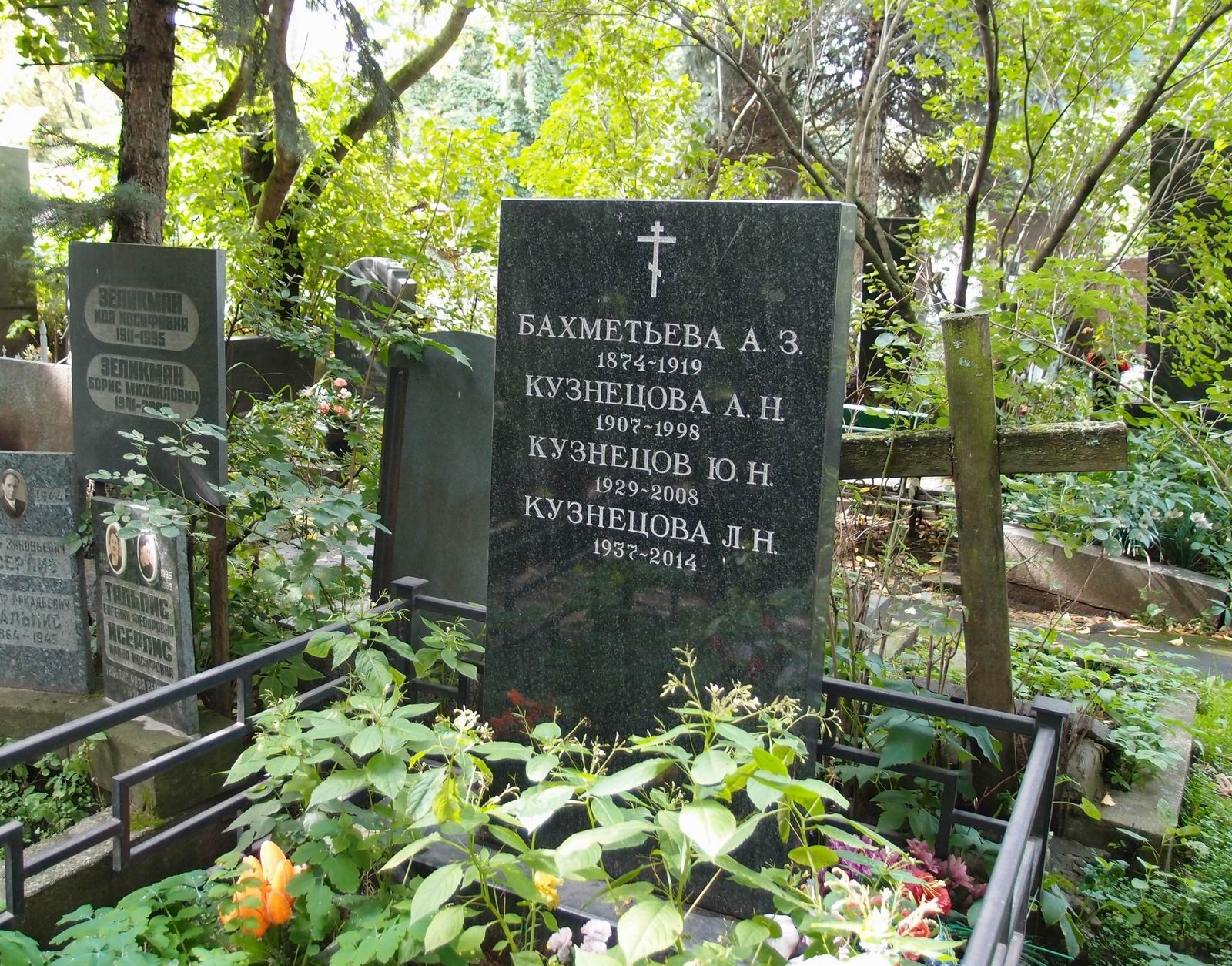 Памятник на могиле Бахметьевой А.З. (1874–1919), на Новодевичьем кладбище (2–6–12).