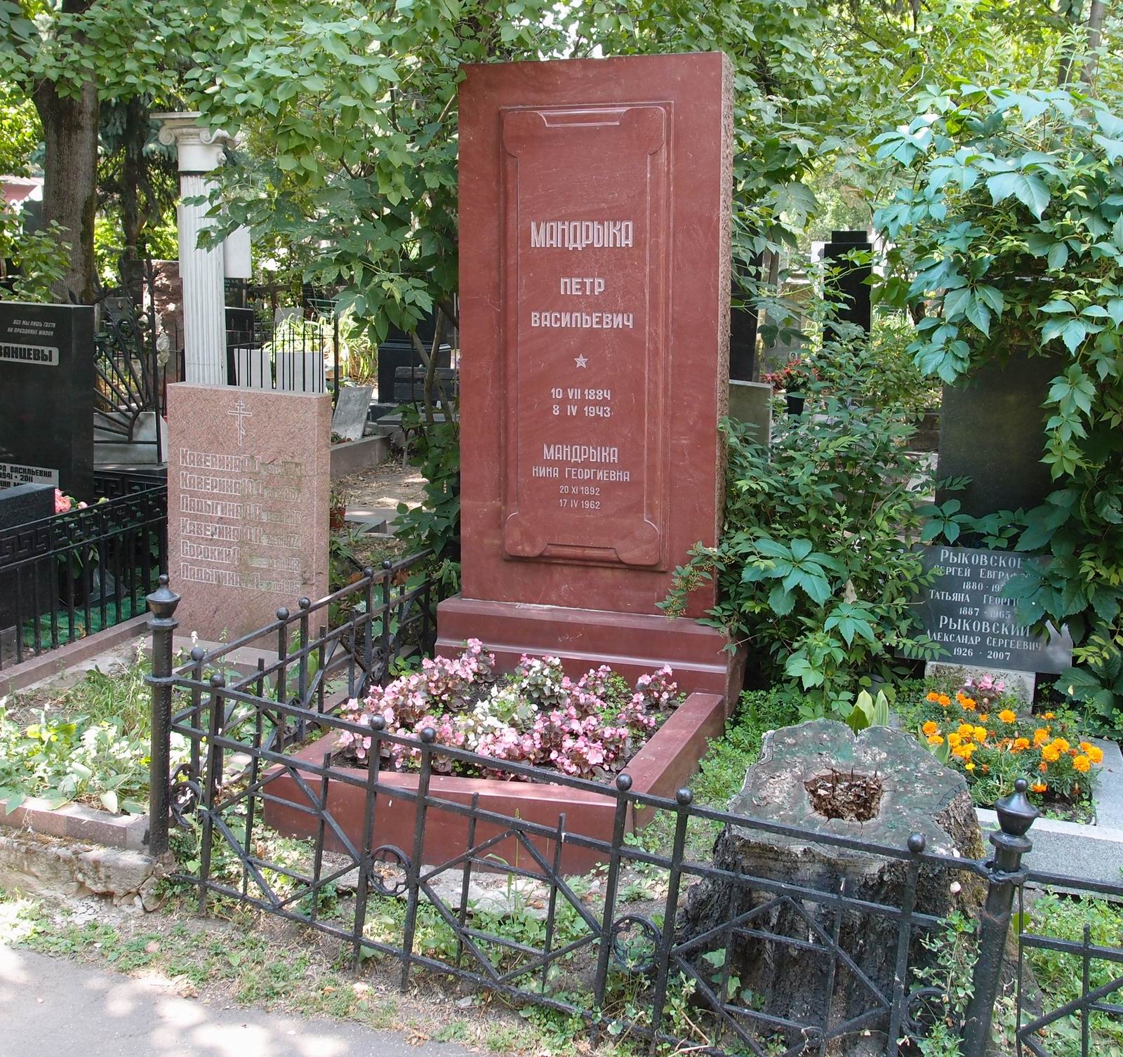 Памятник на могиле Мандрыки П.В. (1884–1943), на Новодевичьем кладбище (2–10–3).
