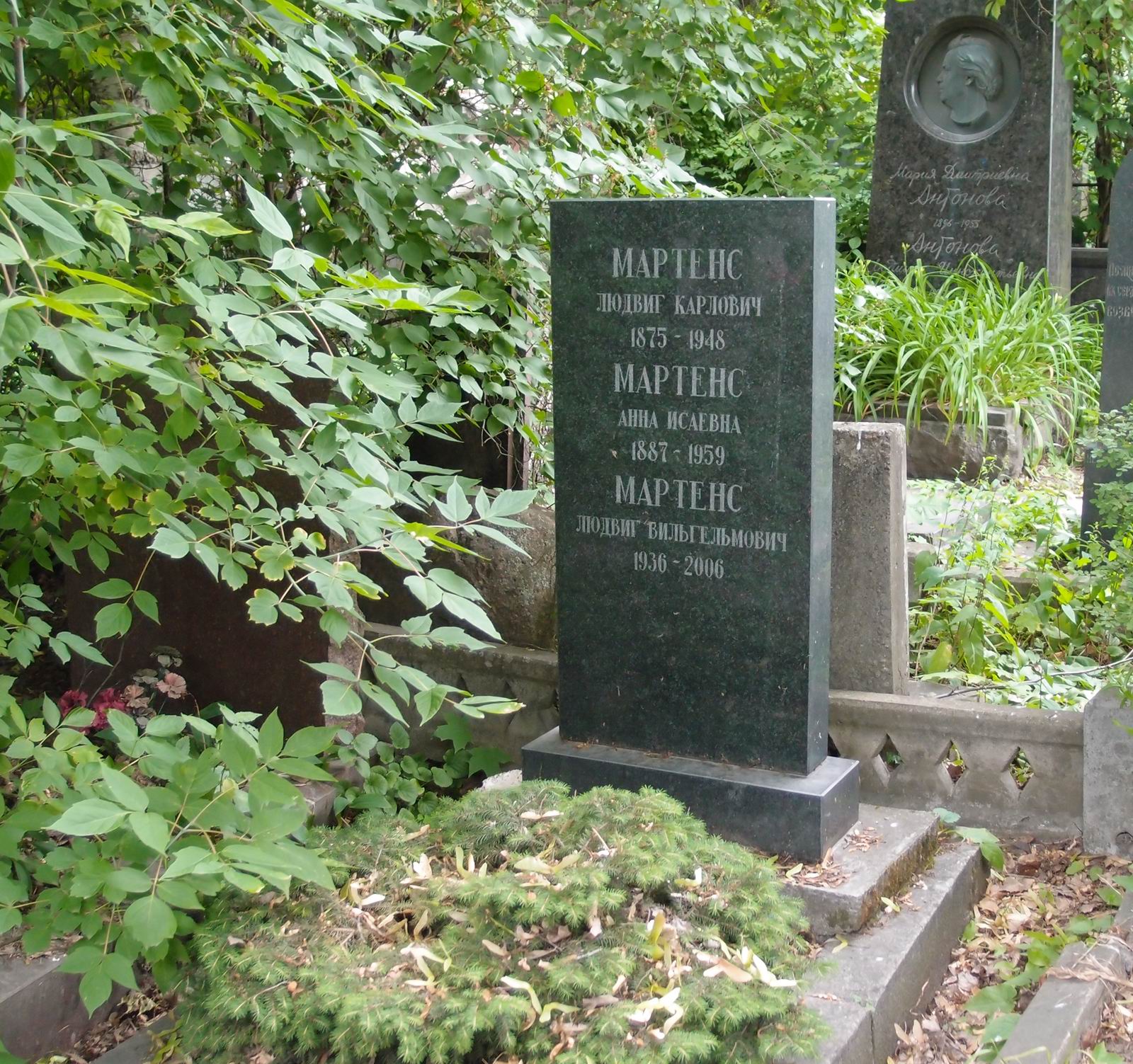 Памятник на могиле Мартенса Л.К. (1875–1948), на Новодевичьем кладбище (2–41–16).