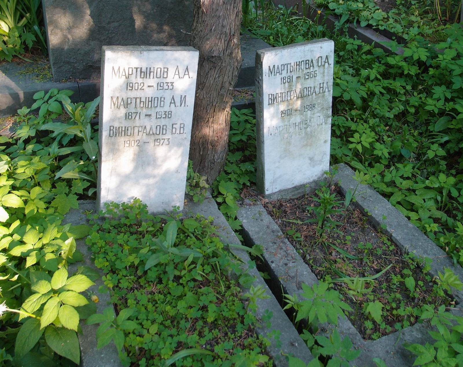 Памятник на могиле Мартынова А.И. (1871–1938), на Новодевичьем кладбище (2–30–2).