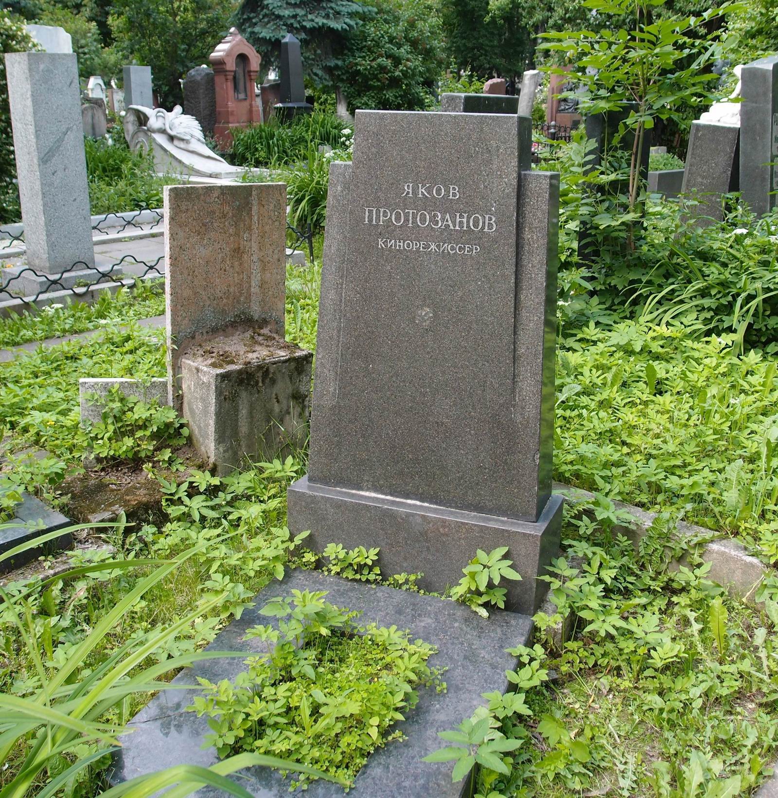 Памятник на могиле Протазанова Я.А. (1881-1945), на Новодевичьем кладбище (2-25-16).
