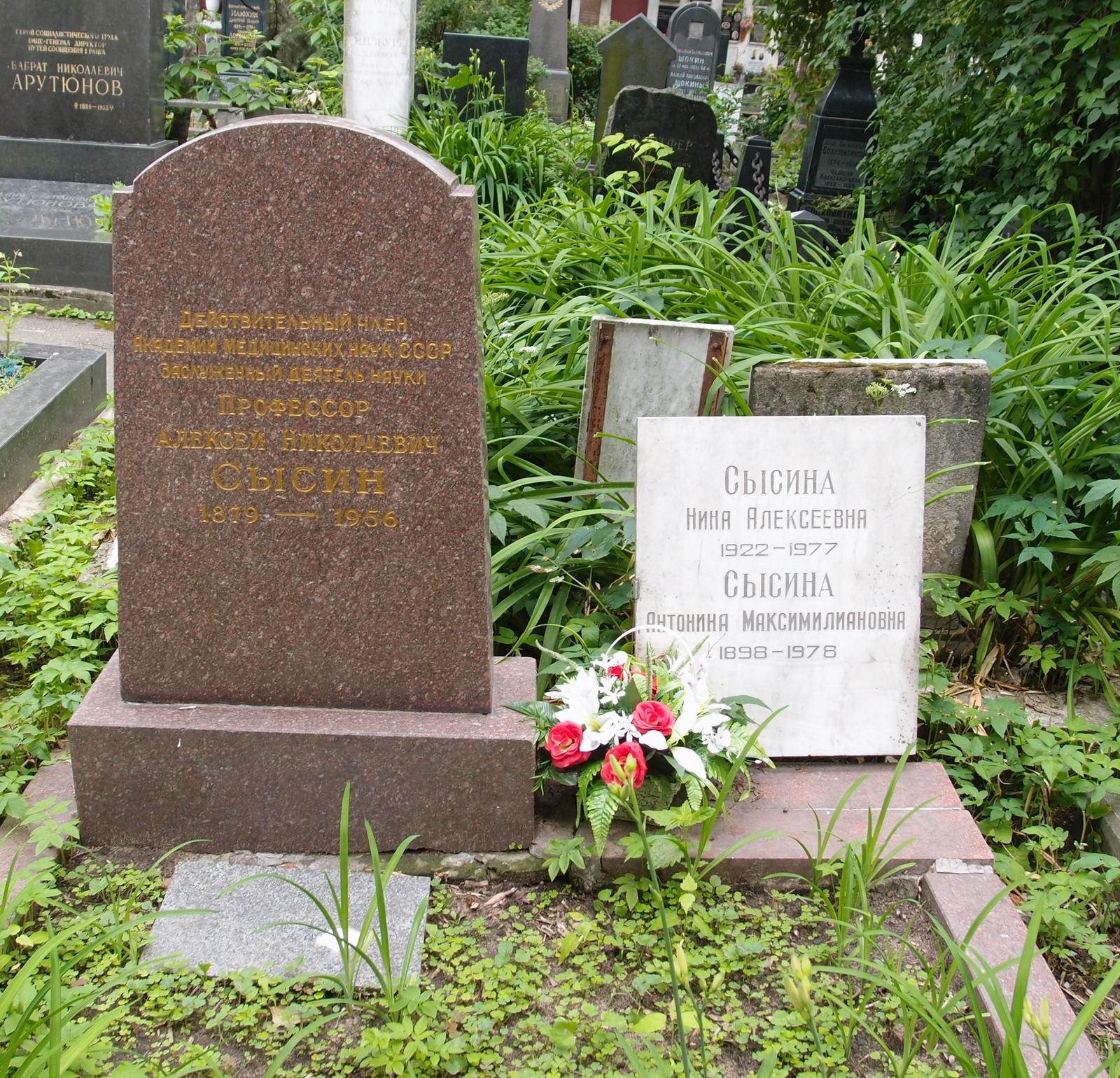 Памятник на могиле Сысина А.Н. (1879-1956), на Новодевичьем кладбище (2-36-14).