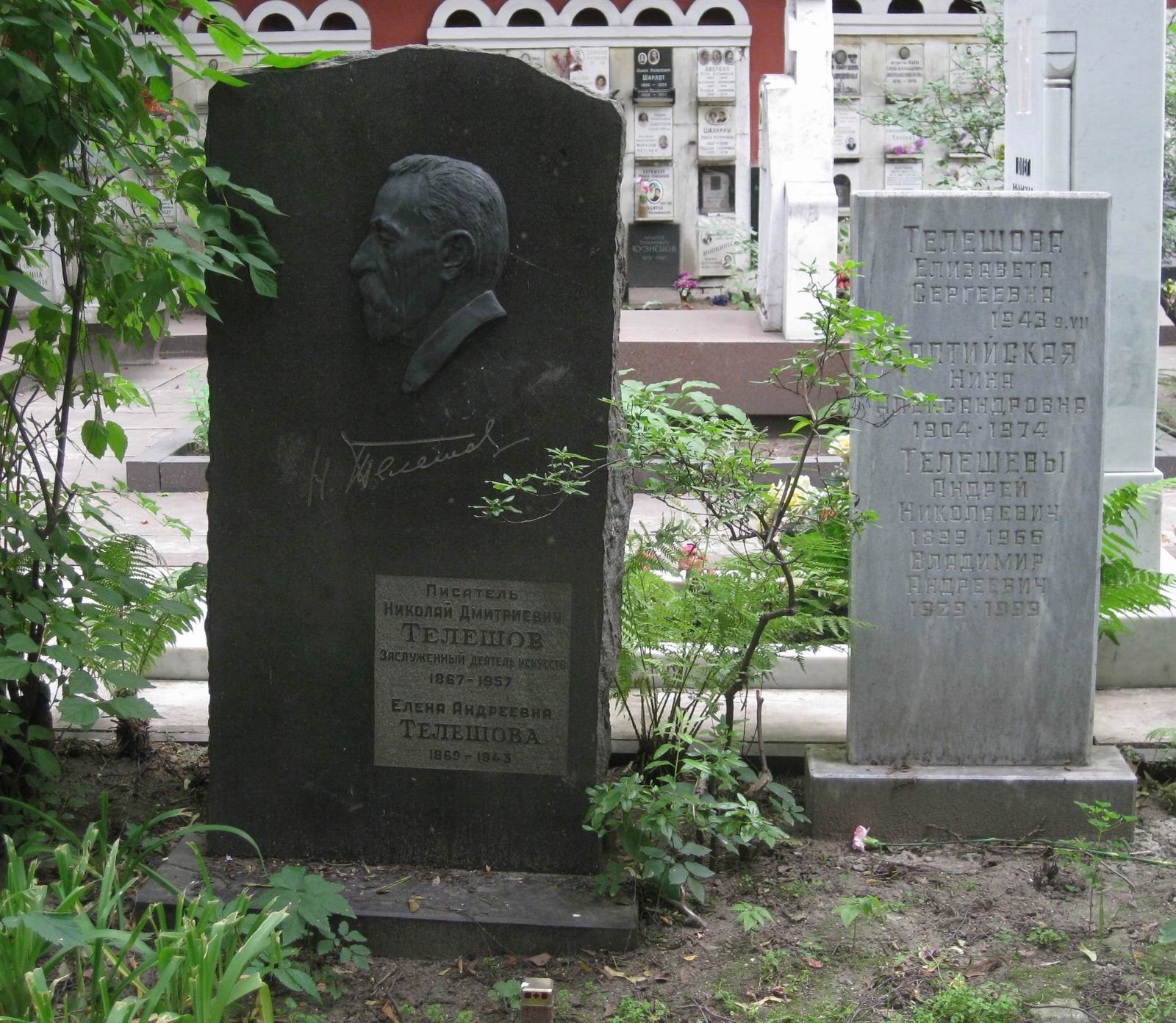 Памятник на могиле Телешова Н.Д. (1867–1957), ск. А.Елецкий, на Новодевичьем кладбище (2–17а–9).