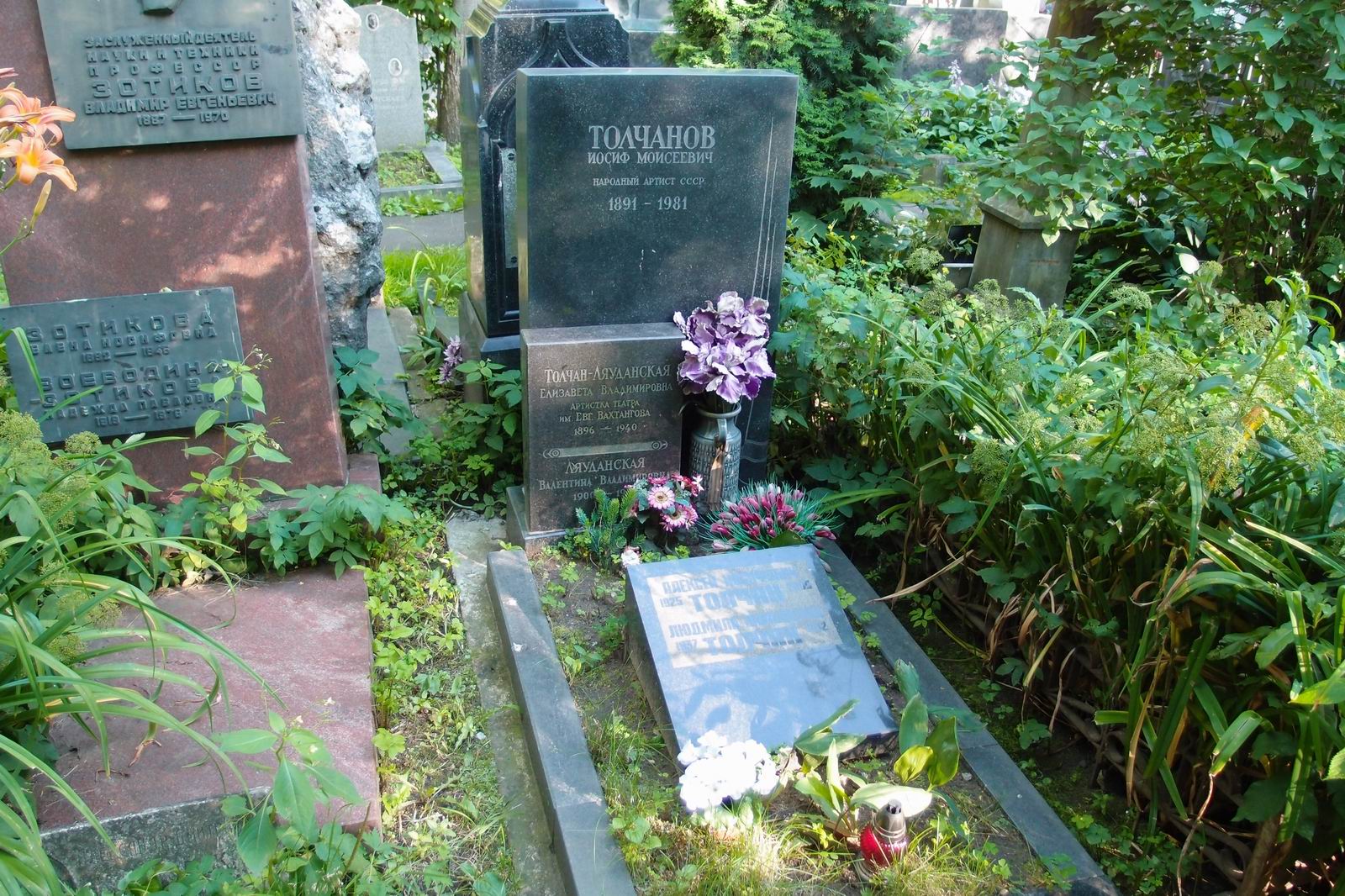 Памятник на могиле Толчанова И.М. (1891-1981), на Новодевичьем кладбище (2-9-21).