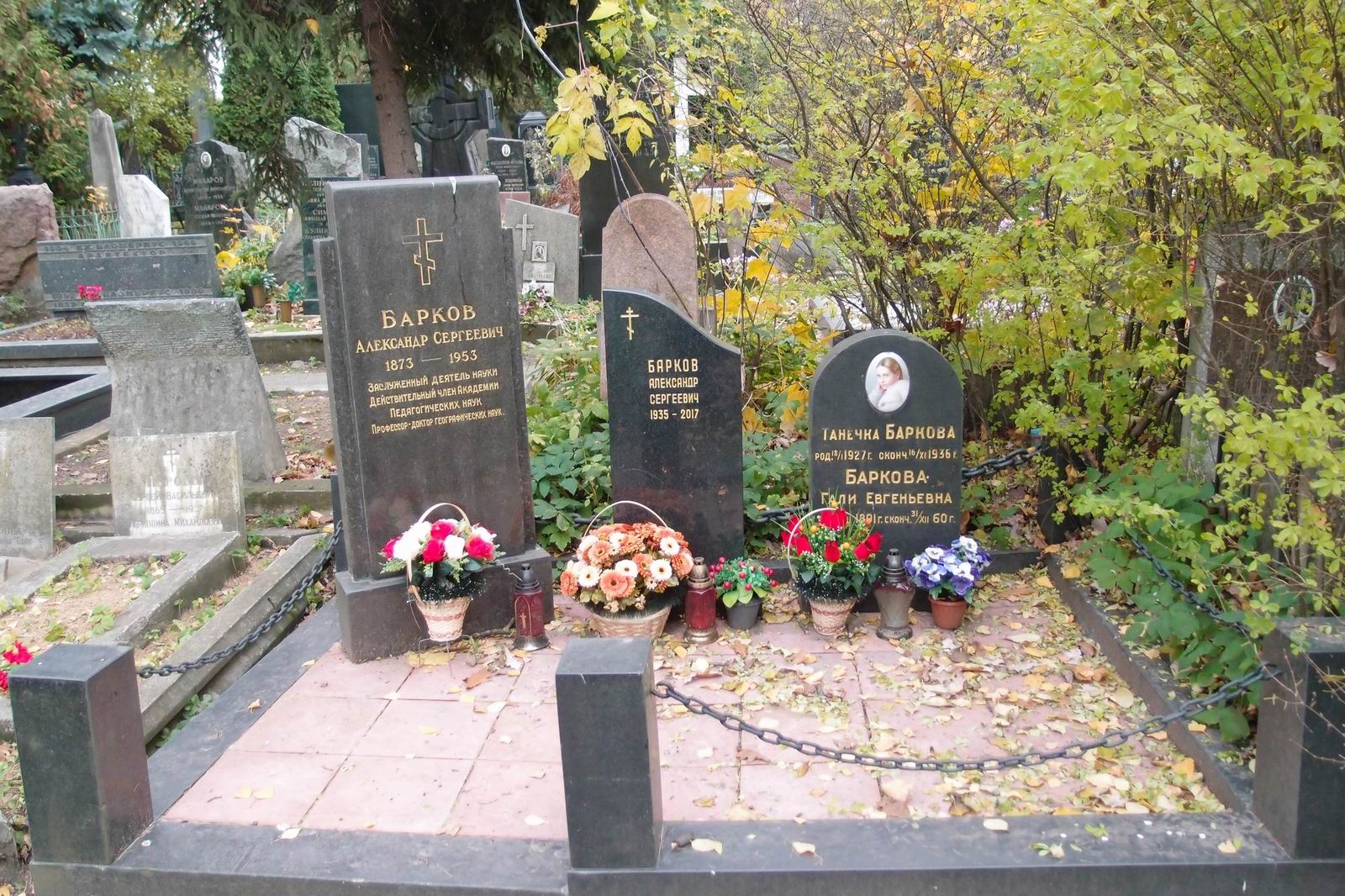 Памятник на могиле Баркова А.С. (1873-1953), на Новодевичьем кладбище (3-8-14).