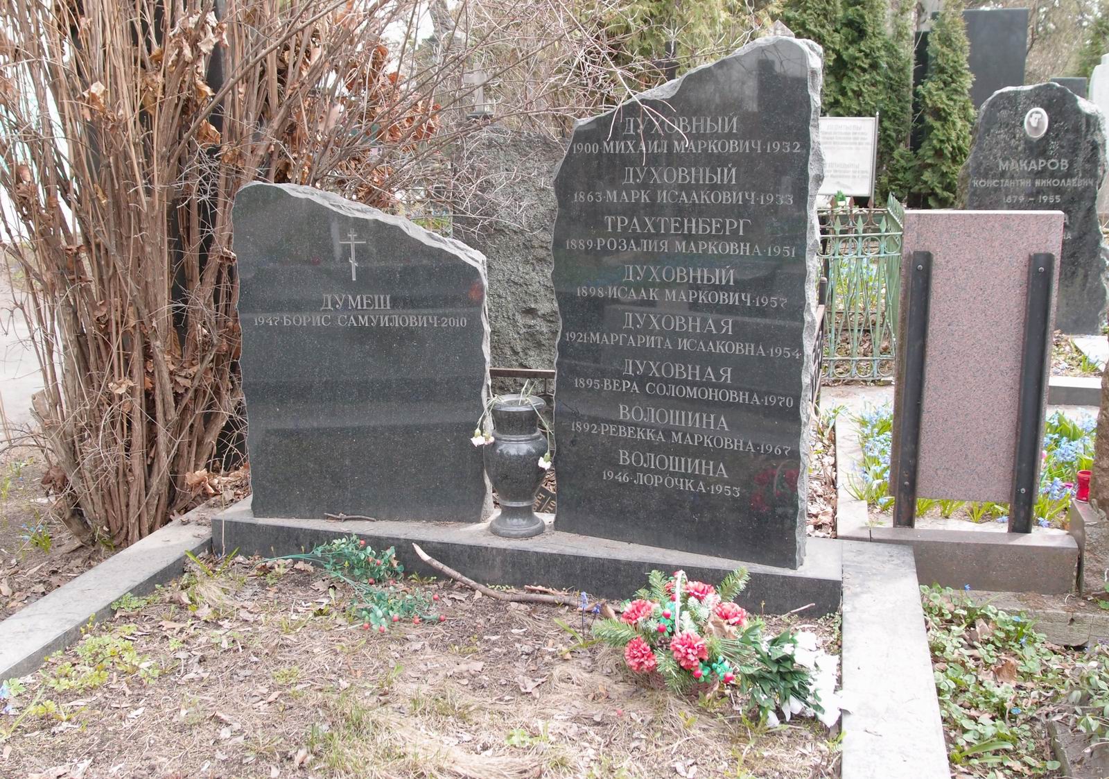 Памятник на могиле Духовного М.И. (1863-1933), на Новодевичьем кладбище (3-6-16).