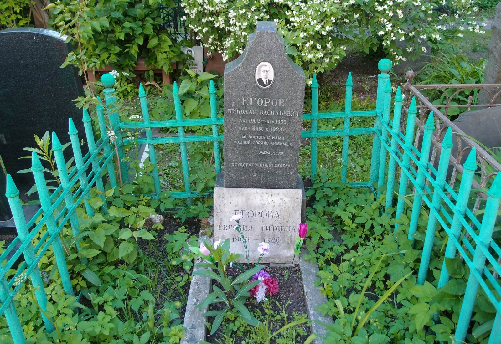 Памятник на могиле Егорова Н.В. (1902-1950), на Новодевичьем кладбище (3-64-21).