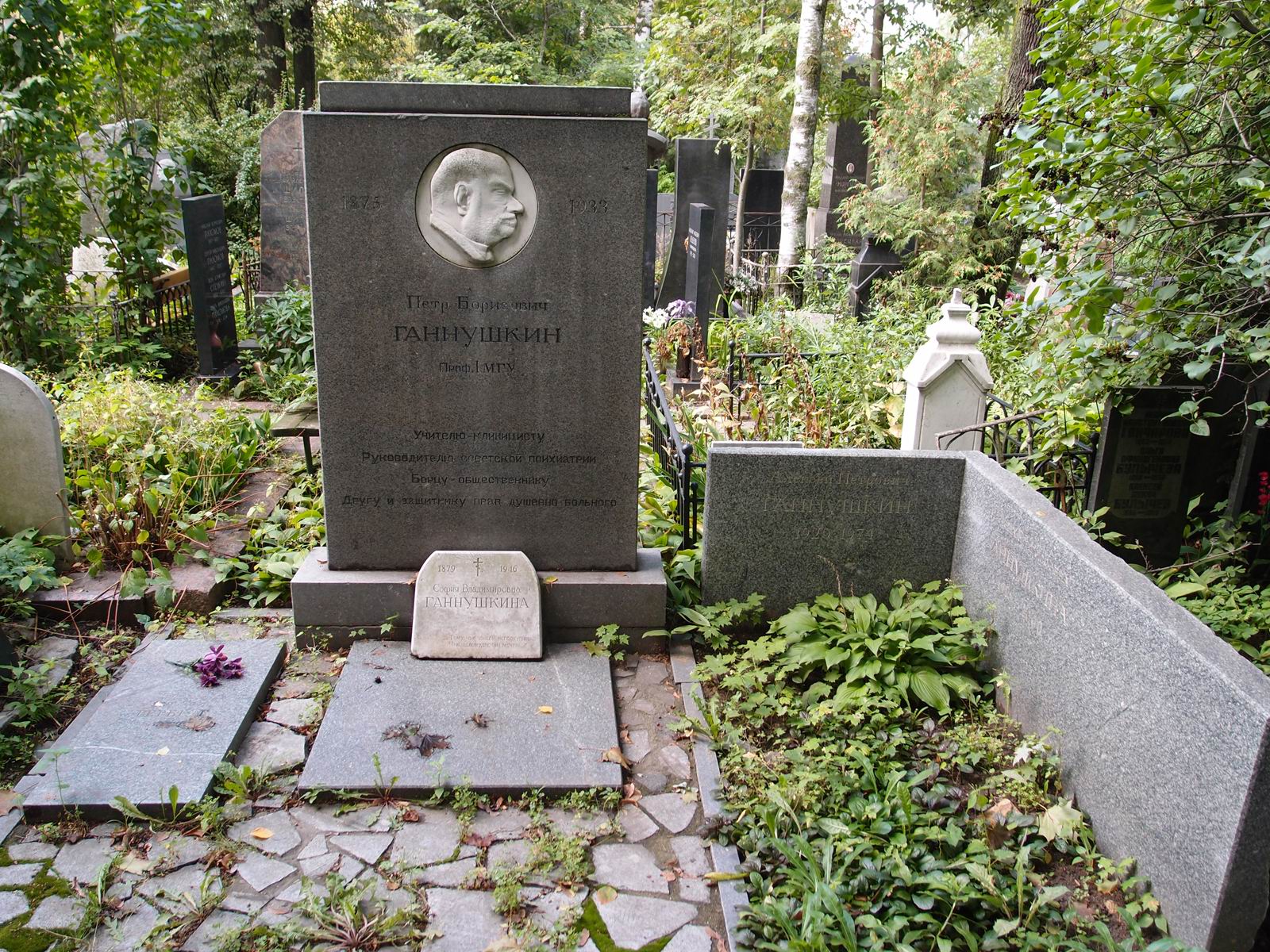 Памятник на могиле Ганнушкина П.Б. (1875-1933), ск. О.Домогацкая, на Новодевичьем кладбище (3-43-11). Нажмите левую кнопку мыши чтобы увидеть фрагмент памятника.