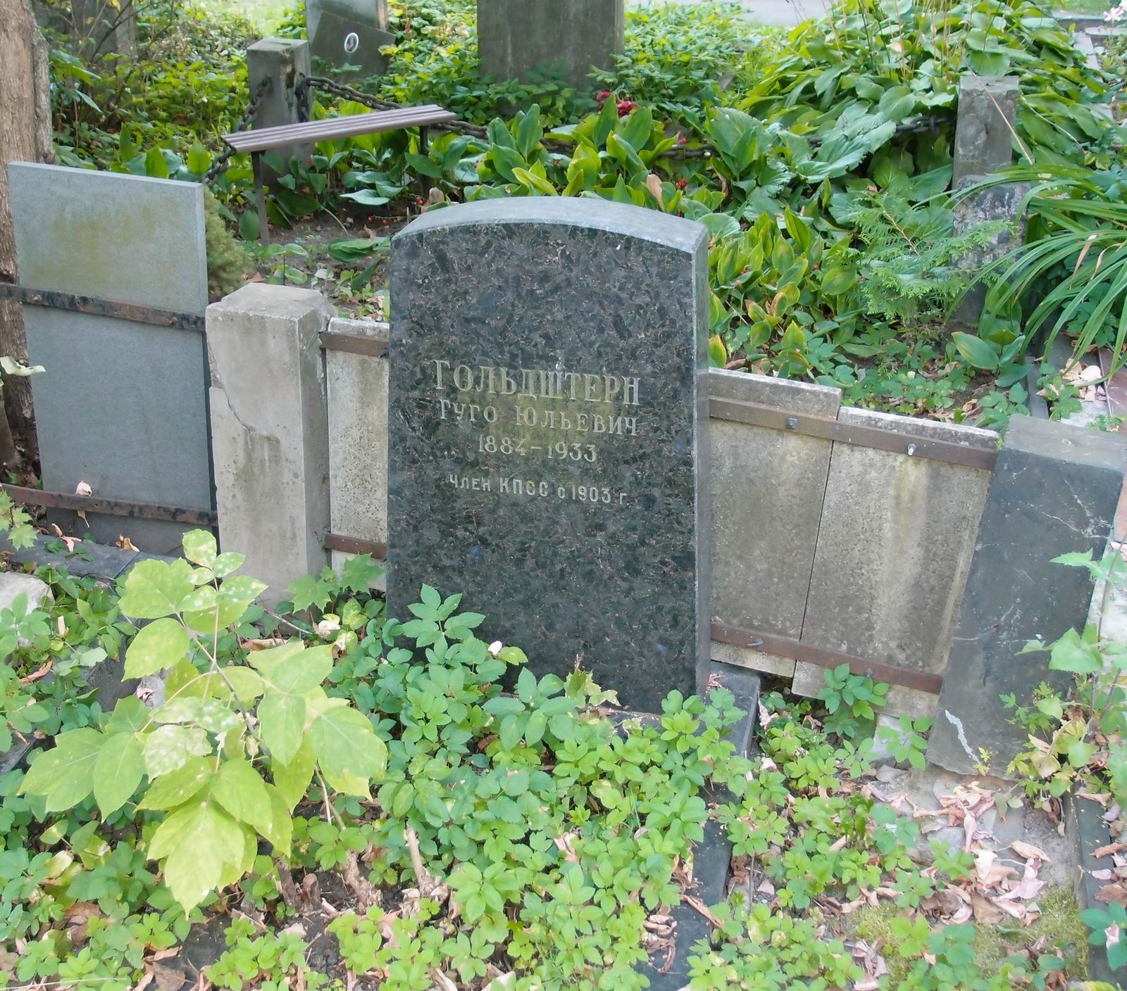 Памятник на могиле Гольдштерна Г.Ю. (1884–1933), на Новодевичьем кладбище (3–64–31).
