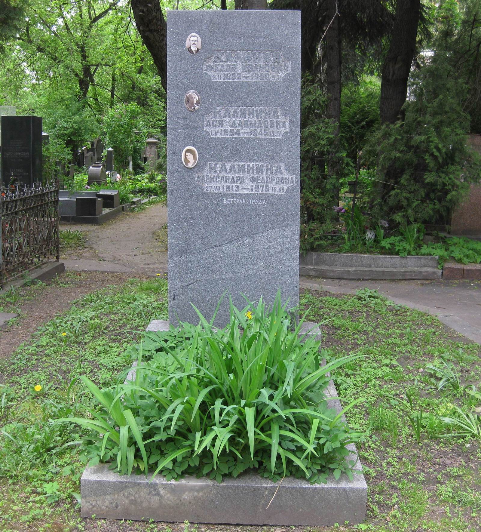 Памятник на могиле Калинина Ф.И. (1882–1920), на Новодевичьем кладбище (3–1–16).