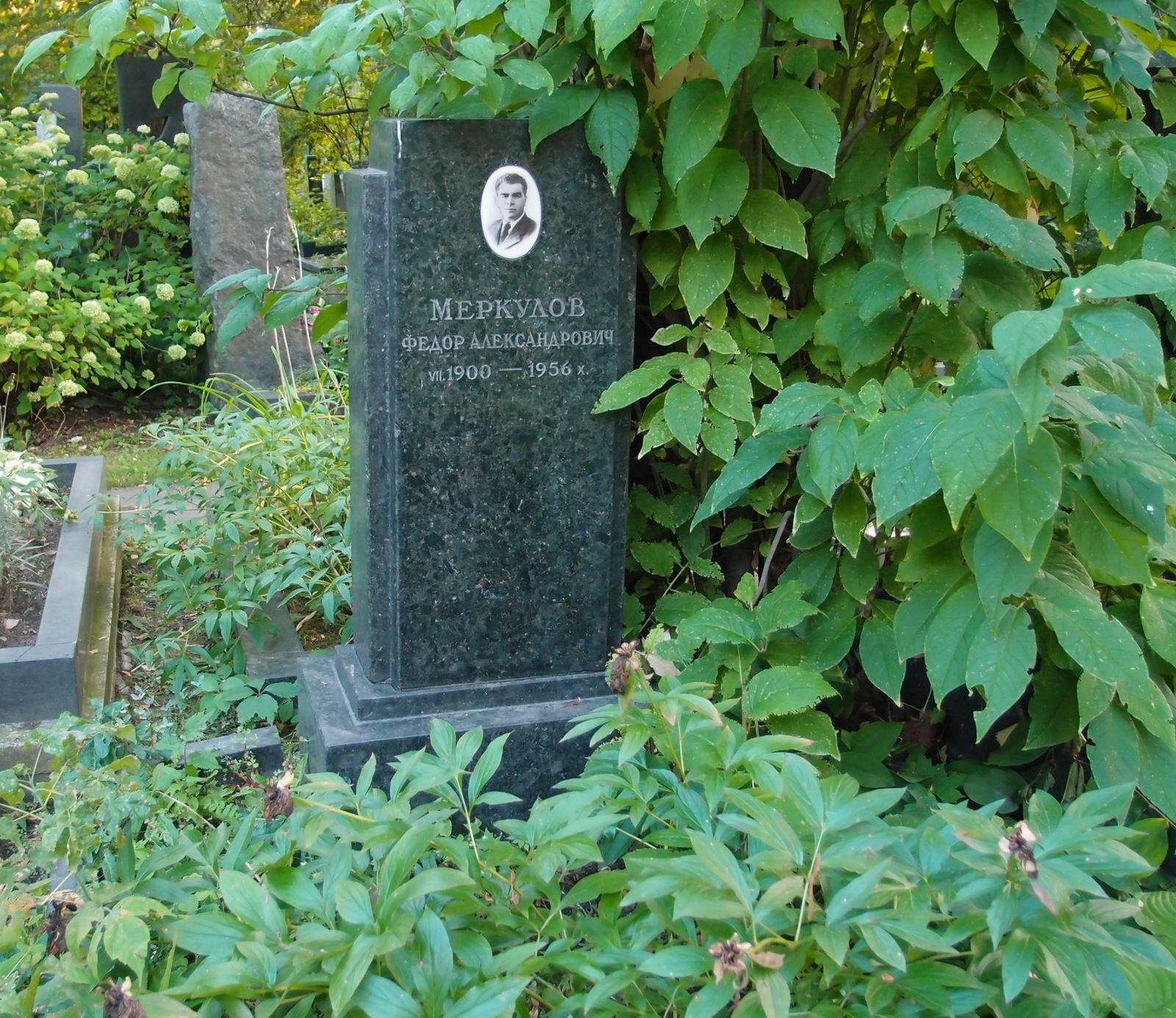 Памятник на могиле Меркулова Ф.А. (1900–1956), на Новодевичьем кладбище (3–62–48).