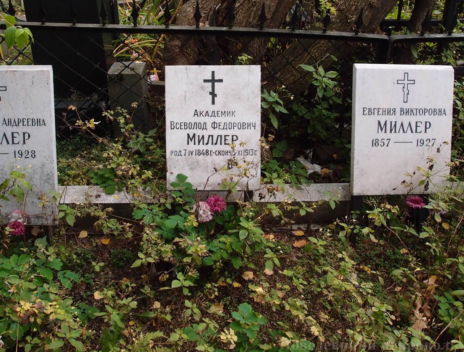 Плита на могиле Миллера В.Ф. (1848-1913), на Новодевичьем кладбище (3-13-6).