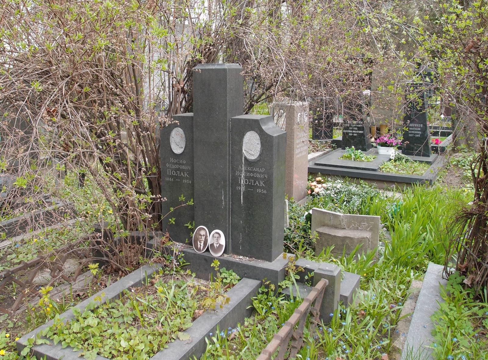 Памятник на могиле Полака И.Ф. (1881-1954), на Новодевичьем кладбище (3-58-4).