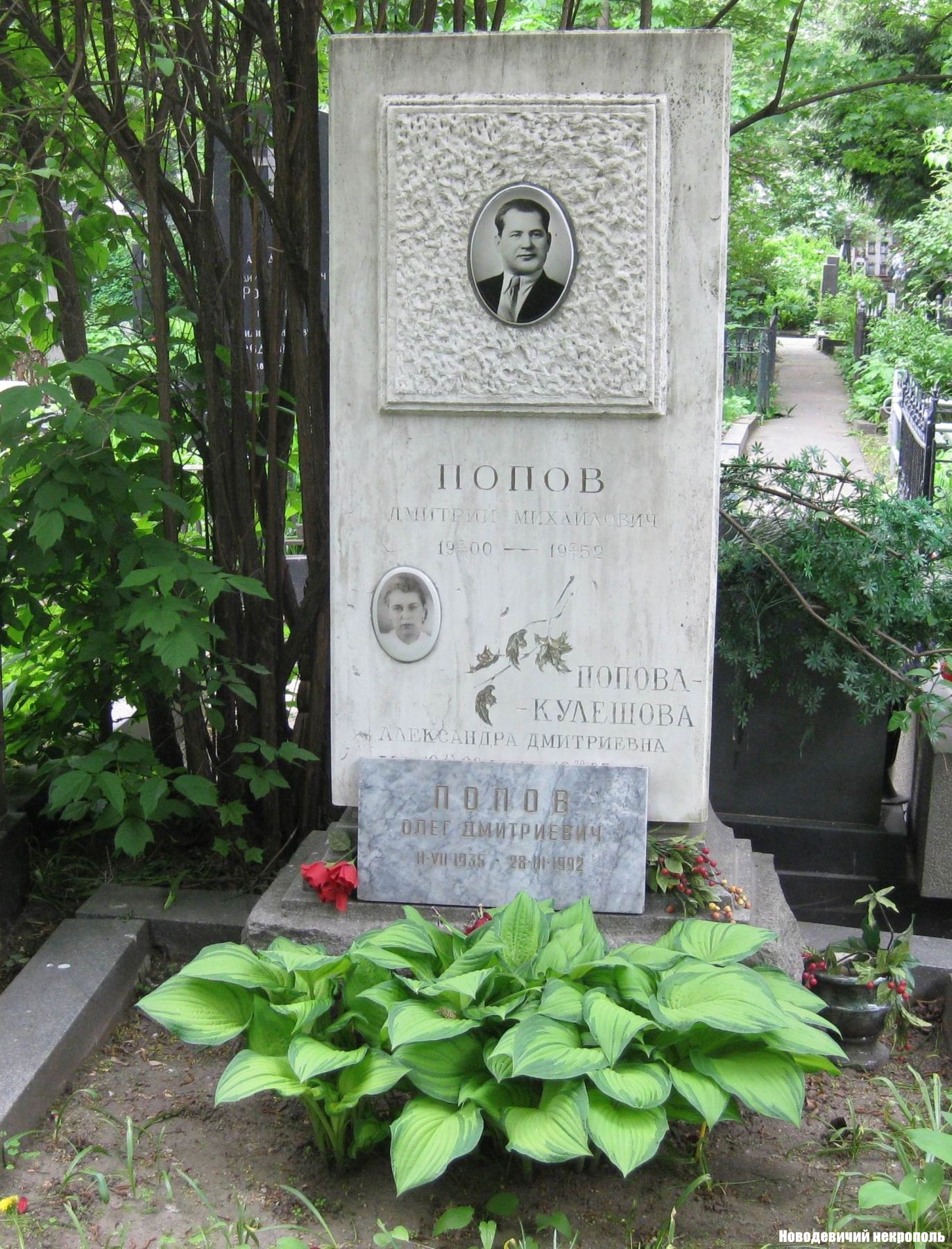 Памятник на могиле Попова Д.М. (1900-1952), на Новодевичьем кладбище (3-62-30).
