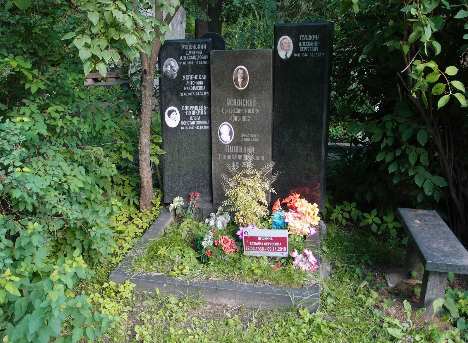 Памятник на могиле Успенского С.Д. (1909–1957), на Новодевичьем кладбище (3–58–5).
