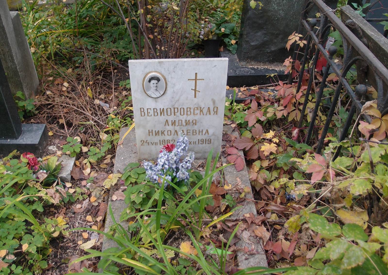 Памятник на могиле Вевиоровской Л.Н. (1882–1919), на Новодевичьем кладбище (3–22–3).