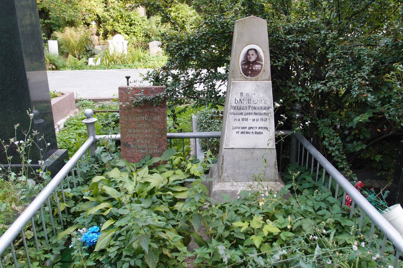 Памятник на могиле Багинского М.Р. (1898–1948), на Новодевичьем кладбище (4–2–16).