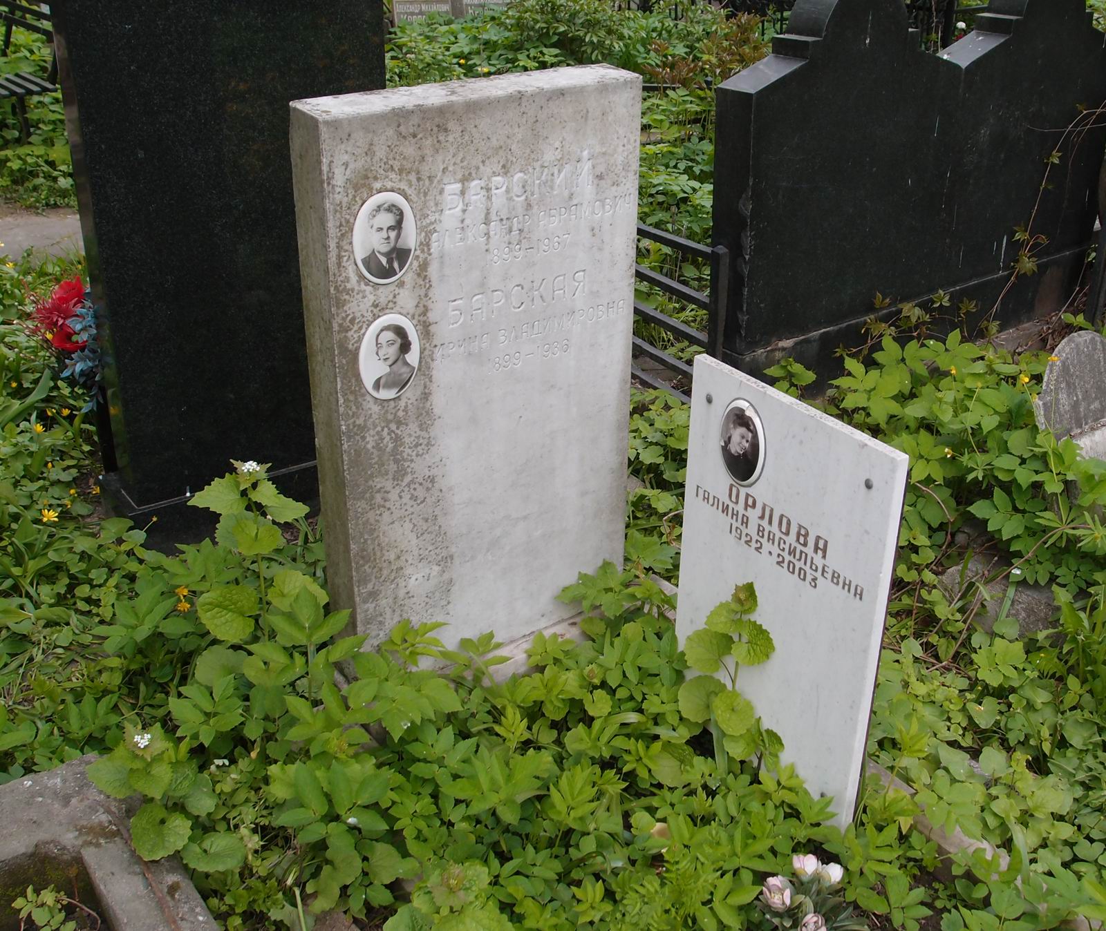 Плита на нише Барского А.А. (1899–1967), на Новодевичьем кладбище (4–34–13).