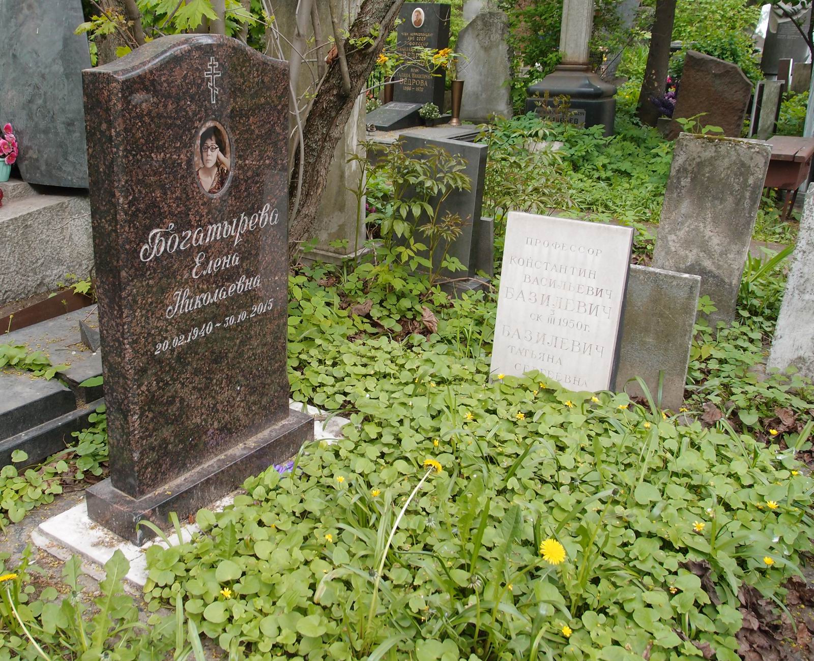 Памятник на могиле Базилевича К.В. (1892–1950), на Новодевичьем кладбище (4–53–18).