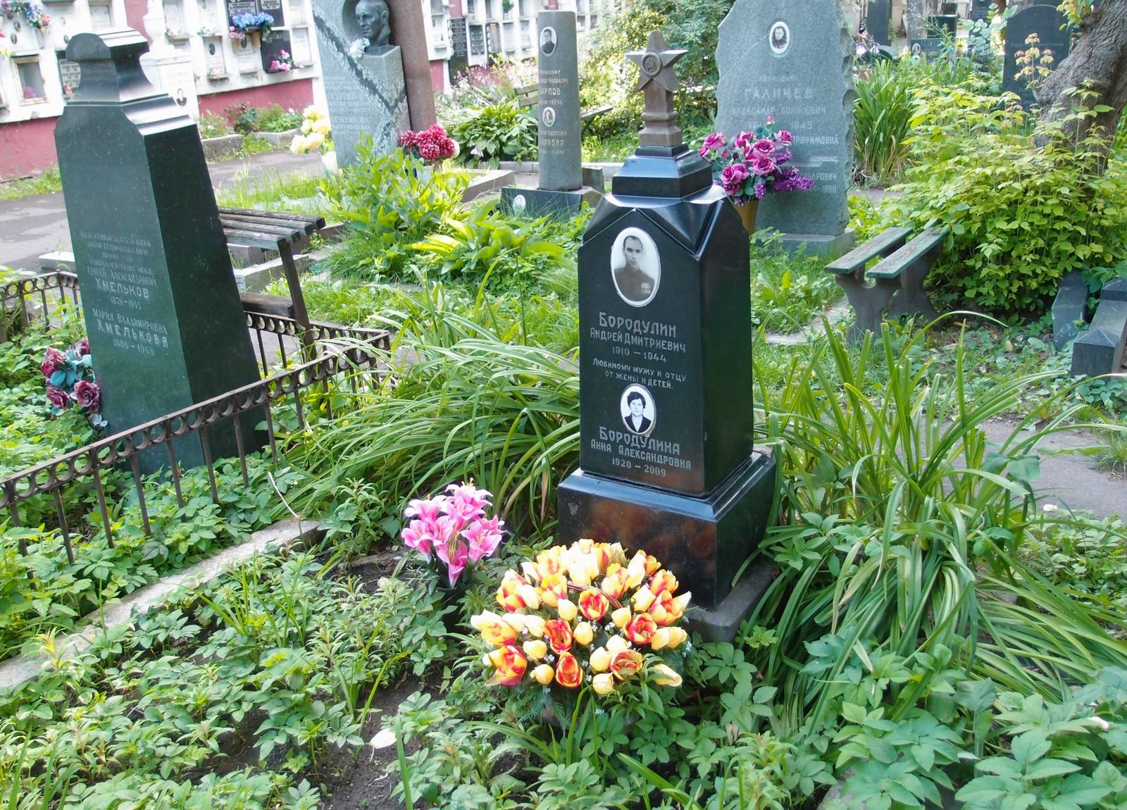 Памятник на могиле Бородулина А.Д. (1910-1944), на Новодевичьем кладбище (4-7-19).