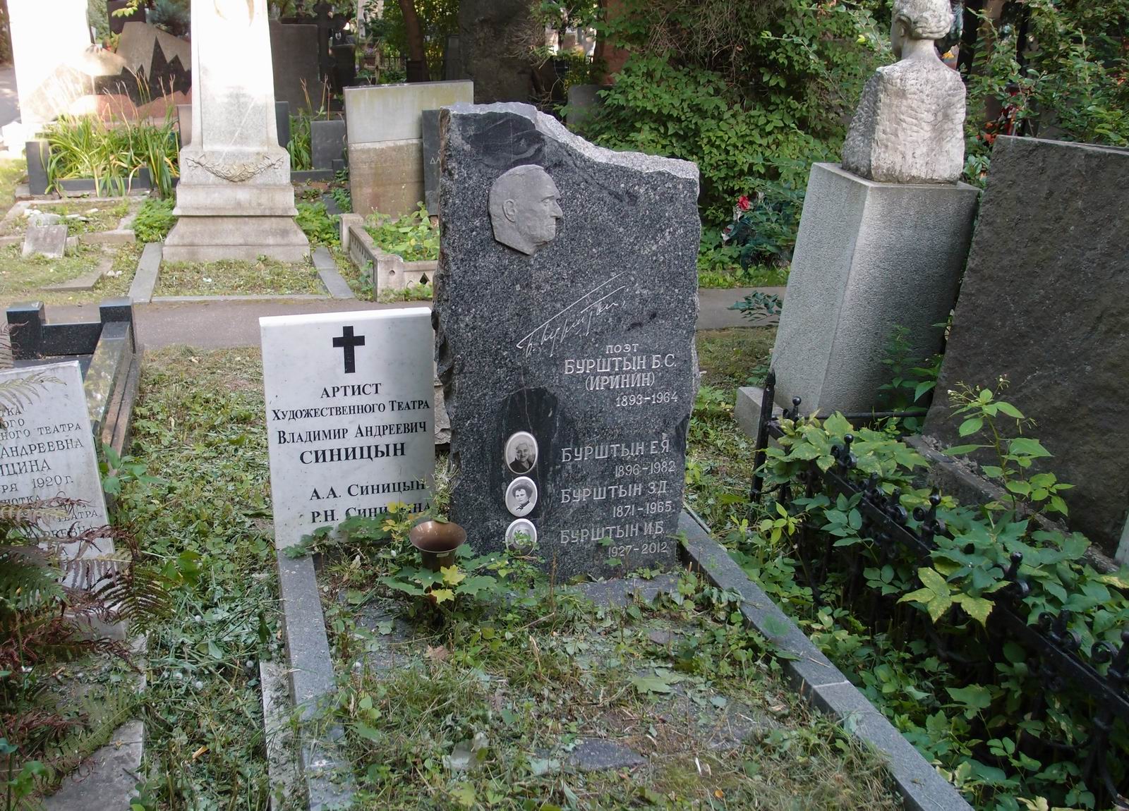 Памятник на могиле Бурштына Б.С. (1893–1964), на Новодевичьем кладбище (4–23–3).