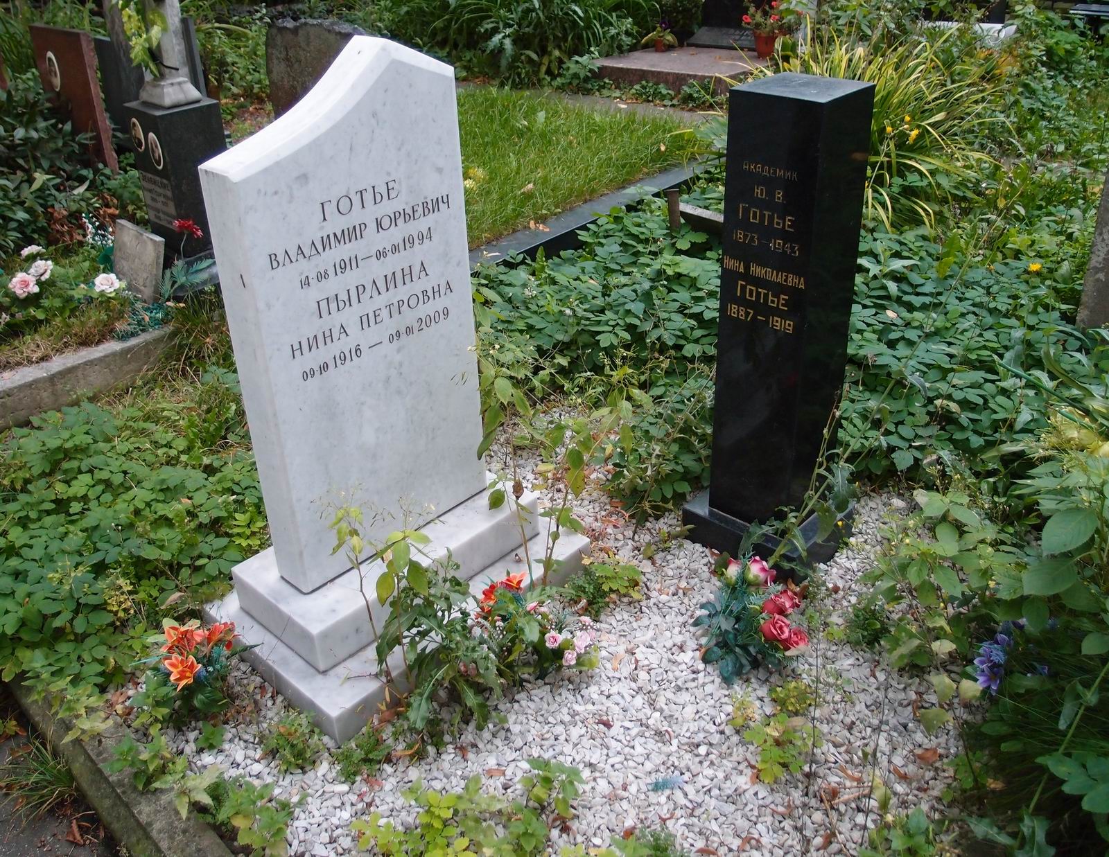 Памятник на могиле Готье Ю.В. (1873–1943), на Новодевичьем кладбище (4–53–15).