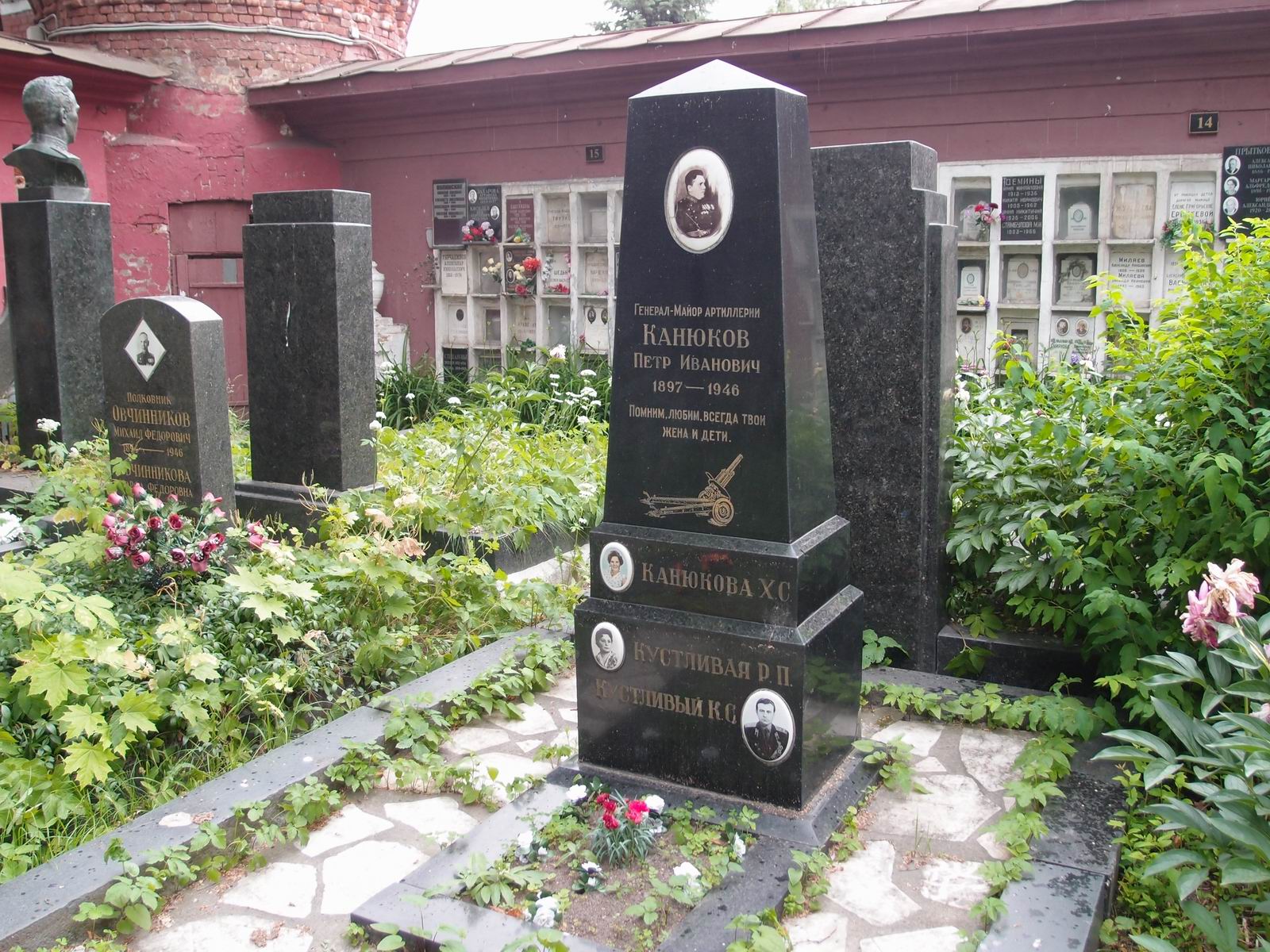 Памятник на могиле Канюкова П.И. (1897–1946), на Новодевичьем кладбище (4–60–17).