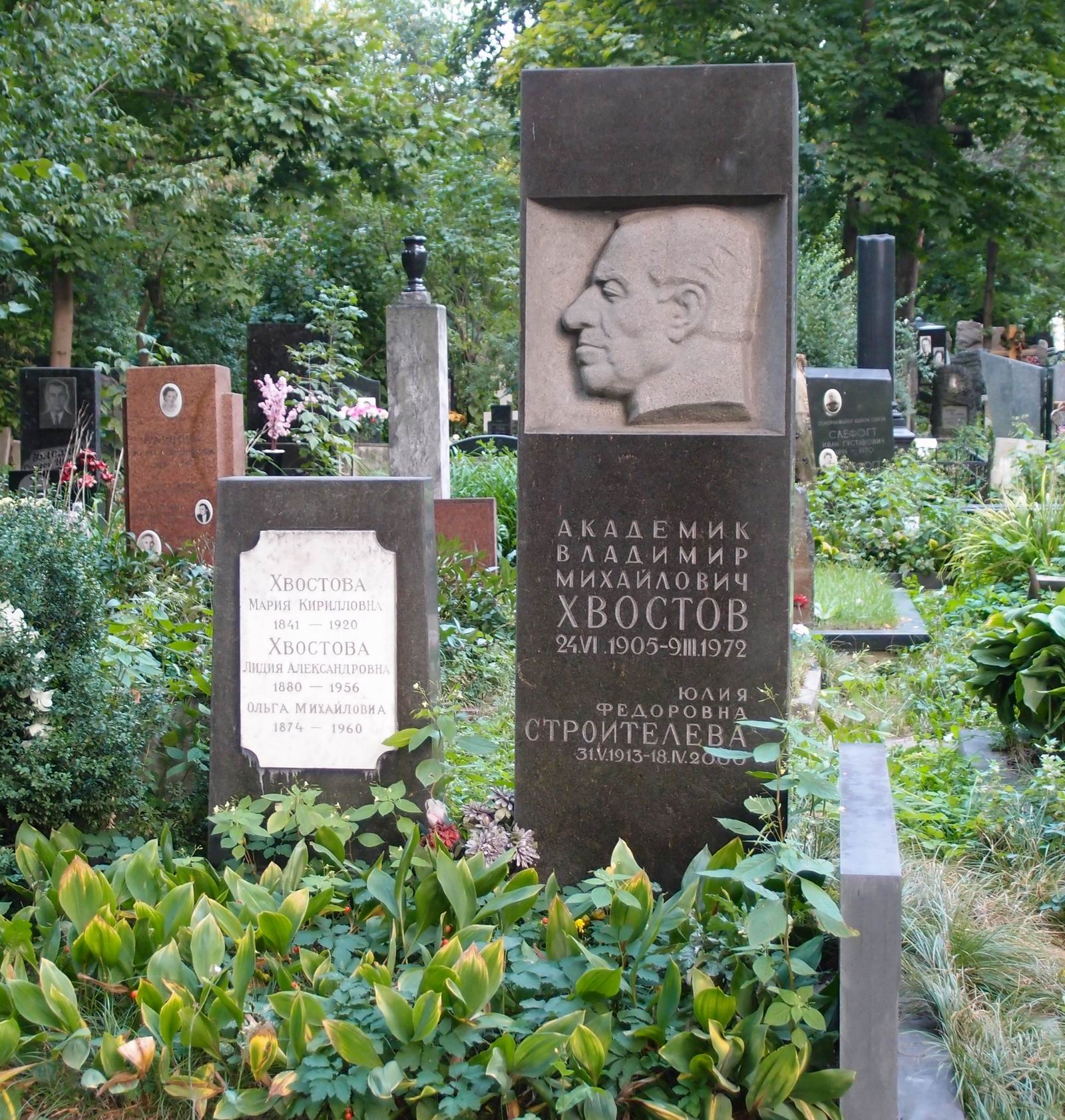 Памятник на могиле Хвостова В.М. (1905–1972), на Новодевичьем кладбище (4–55–14).
