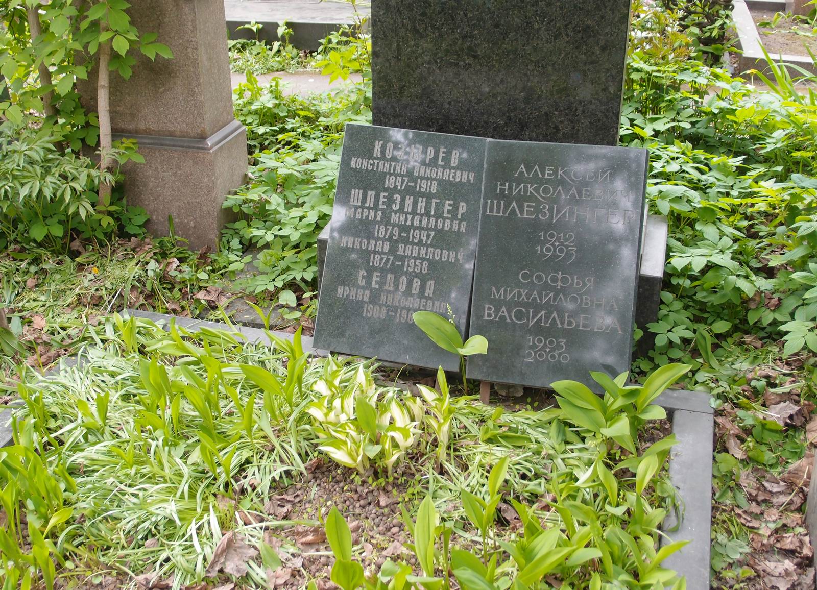 Памятник на могиле Козырева К.Н. (1847–1918), на Новодевичьем кладбище (4–54–19).