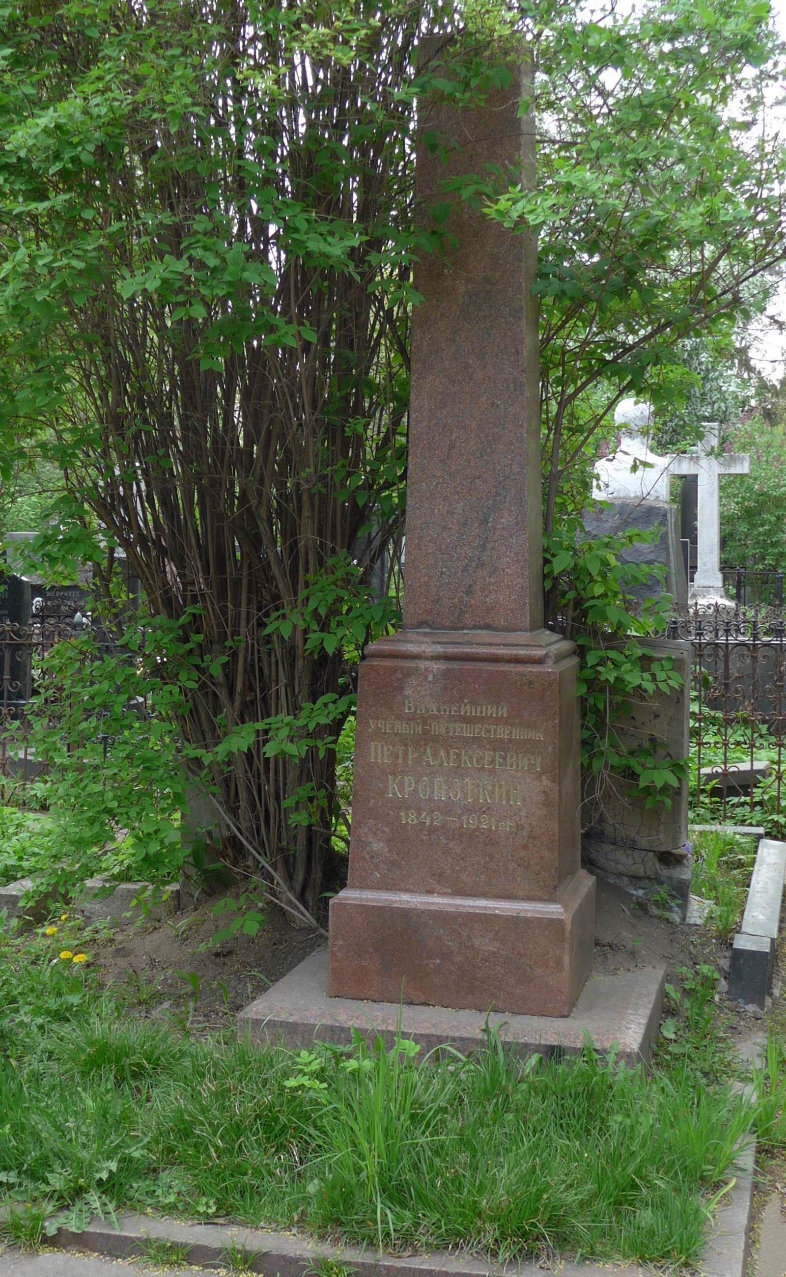 Памятник на могиле Кропоткина П.А. (1842-1921), на Новодевичьем кладбище (4-24-1). Нажмите левую кнопку мыши чтобы увидеть фрагмент памятника.