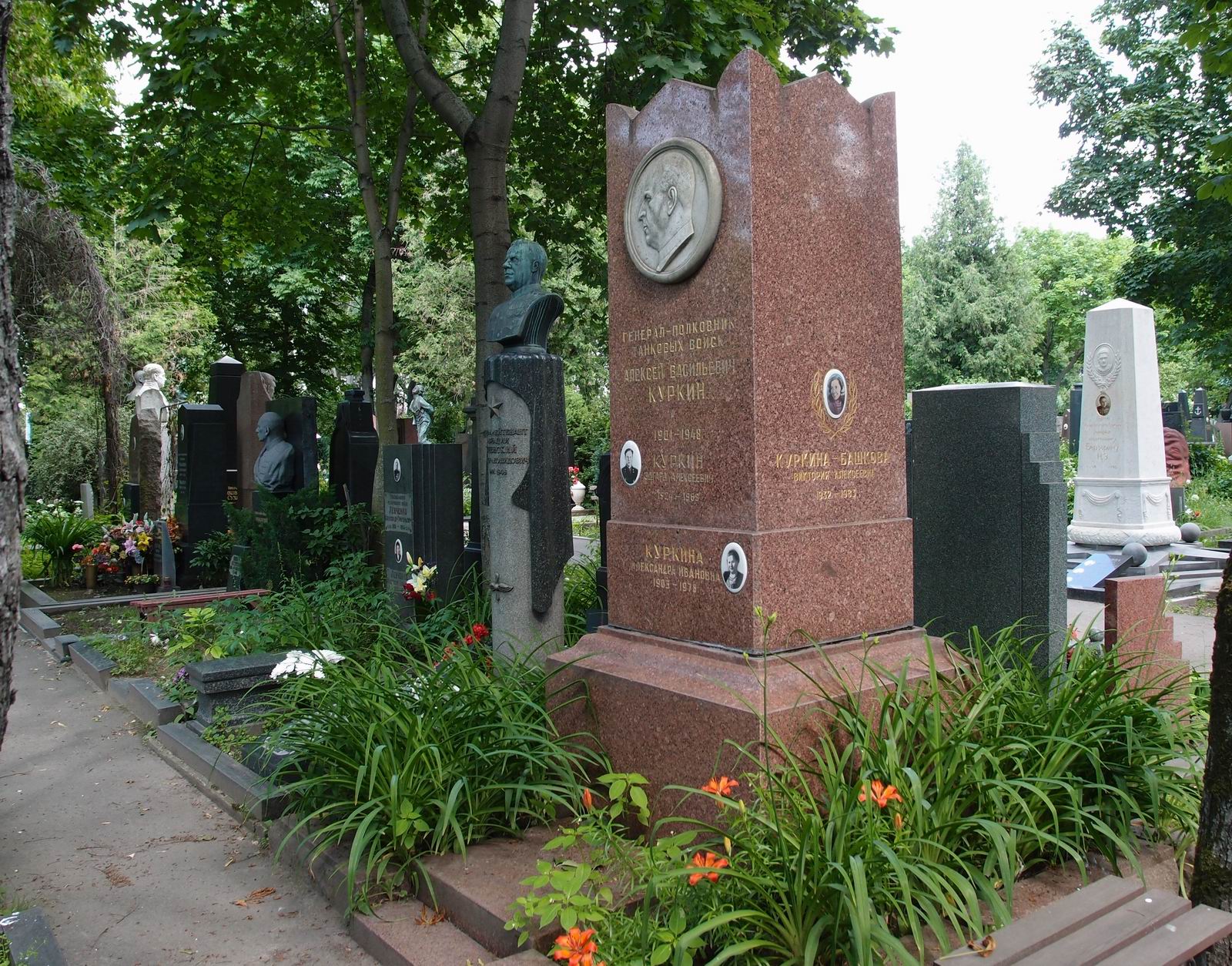 Памятник на могиле Куркина А.В. (1901-1948), ск. С.Меркуров, на Новодевичьем кладбище (4-19-15).