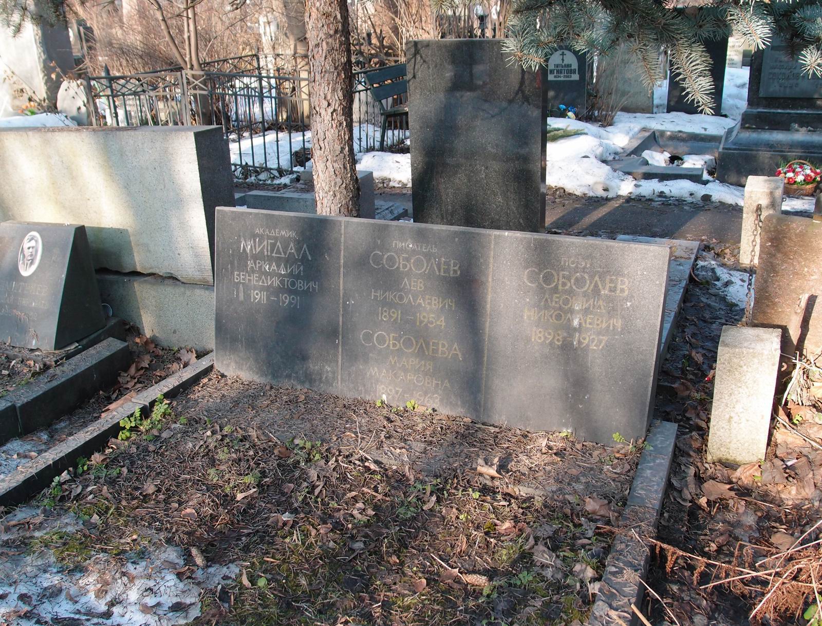 Памятник на могиле Мигдала А.Б. (1911–1991), на Новодевичьем кладбище (4–24–4).