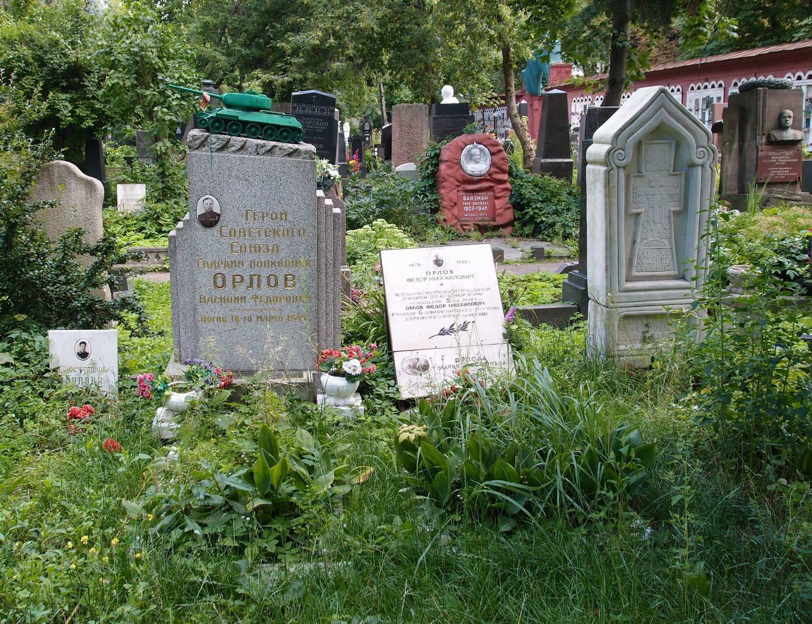 Памятник на могиле Орлова В.Ф. (1916-1945), на Новодевичьем кладбище (4-17-14).