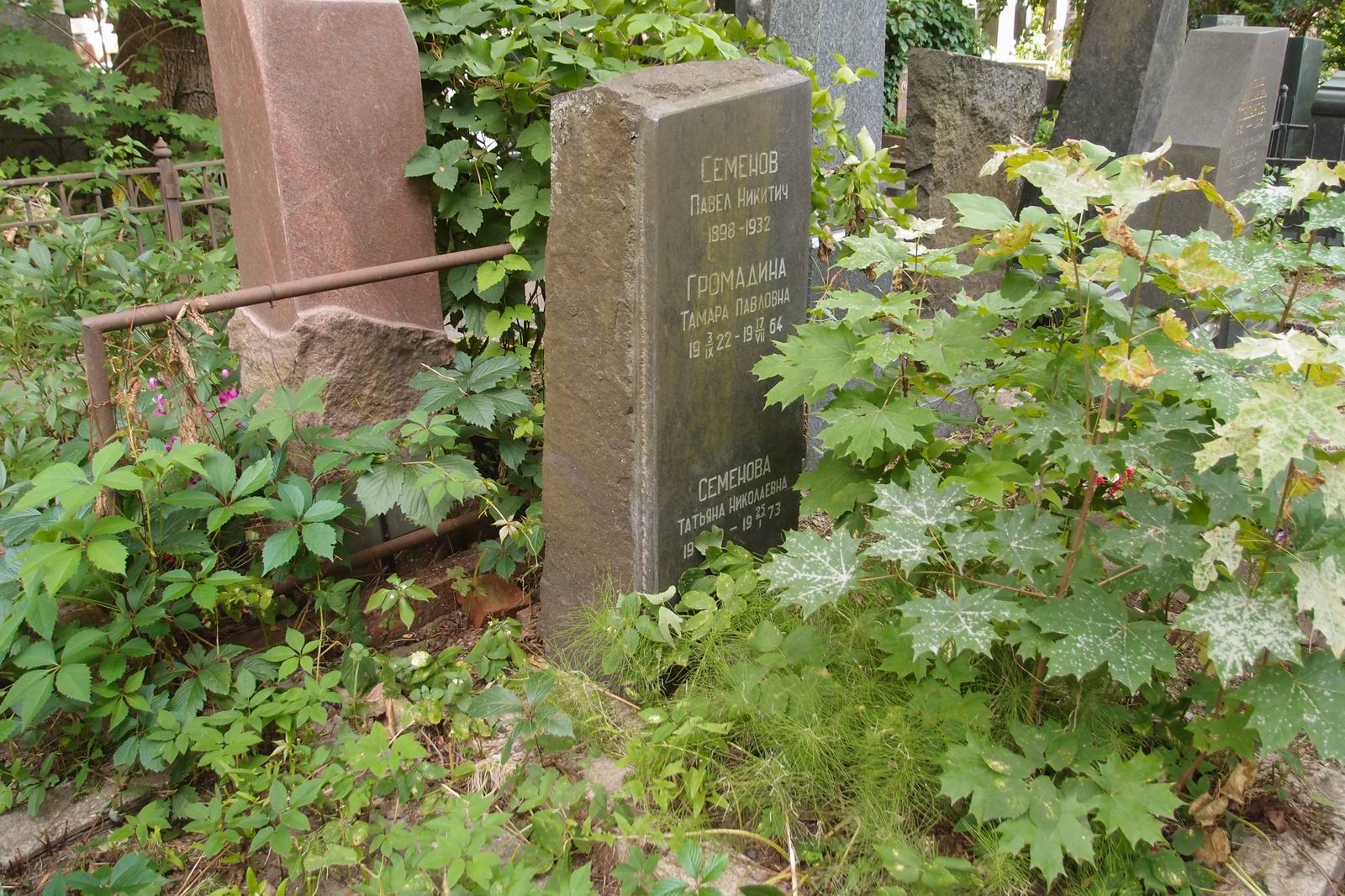 Памятник на могиле Семёнова П.Н. (1898–1932), на Новодевичьем кладбище (4–23–6).