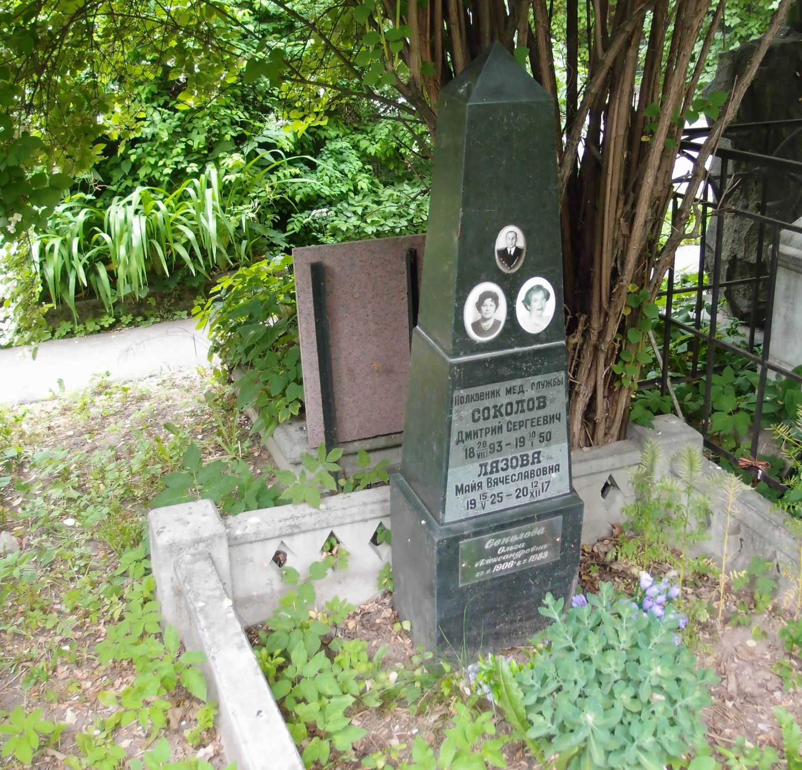 Памятник на могиле Соколова Д.С. (1893–1950), на Новодевичьем кладбище (4–32–2).