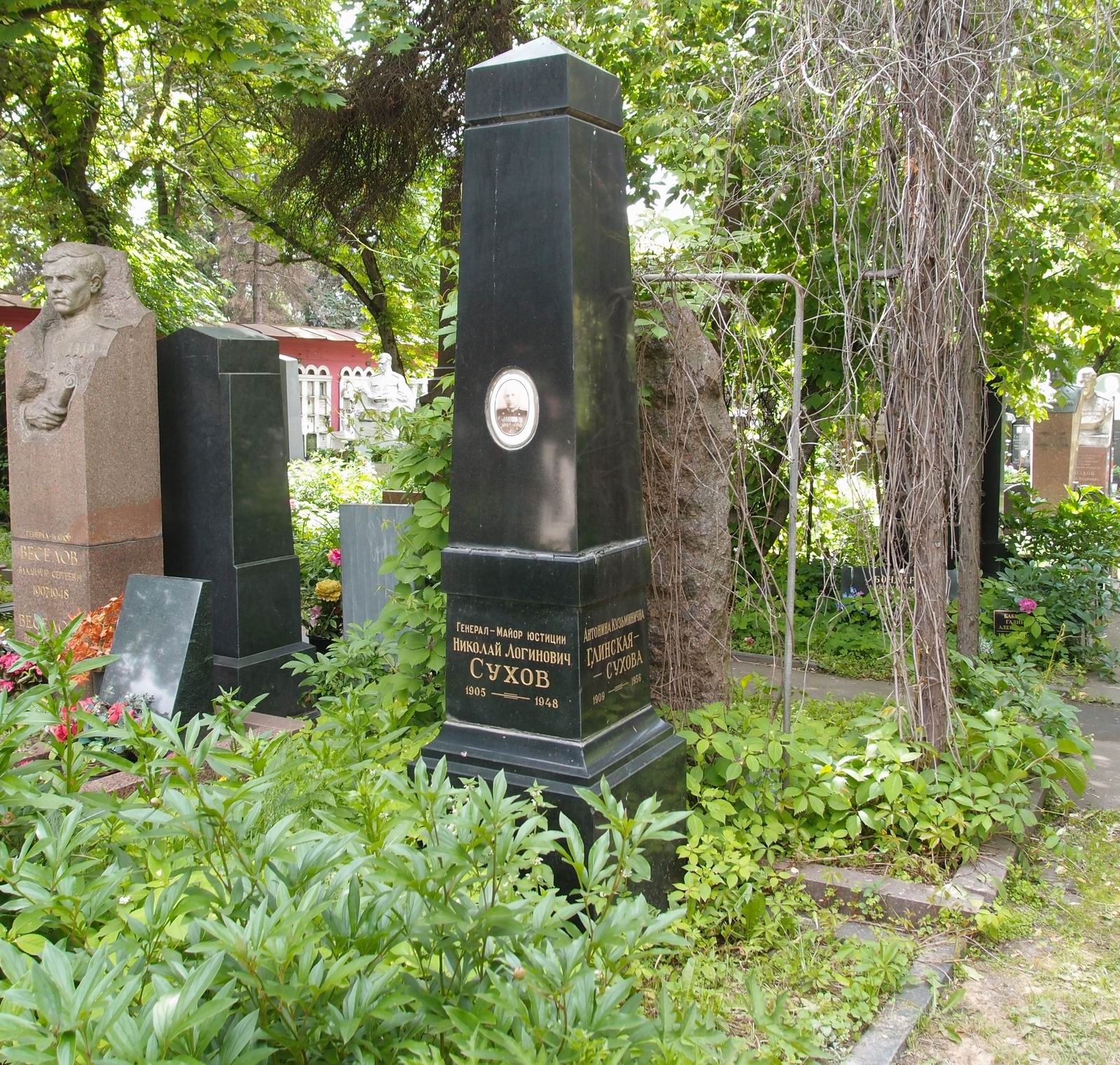 Памятник на могиле Сухова Н.Л. (1905-1948), на Новодевичьем кладбище (4-18-9).