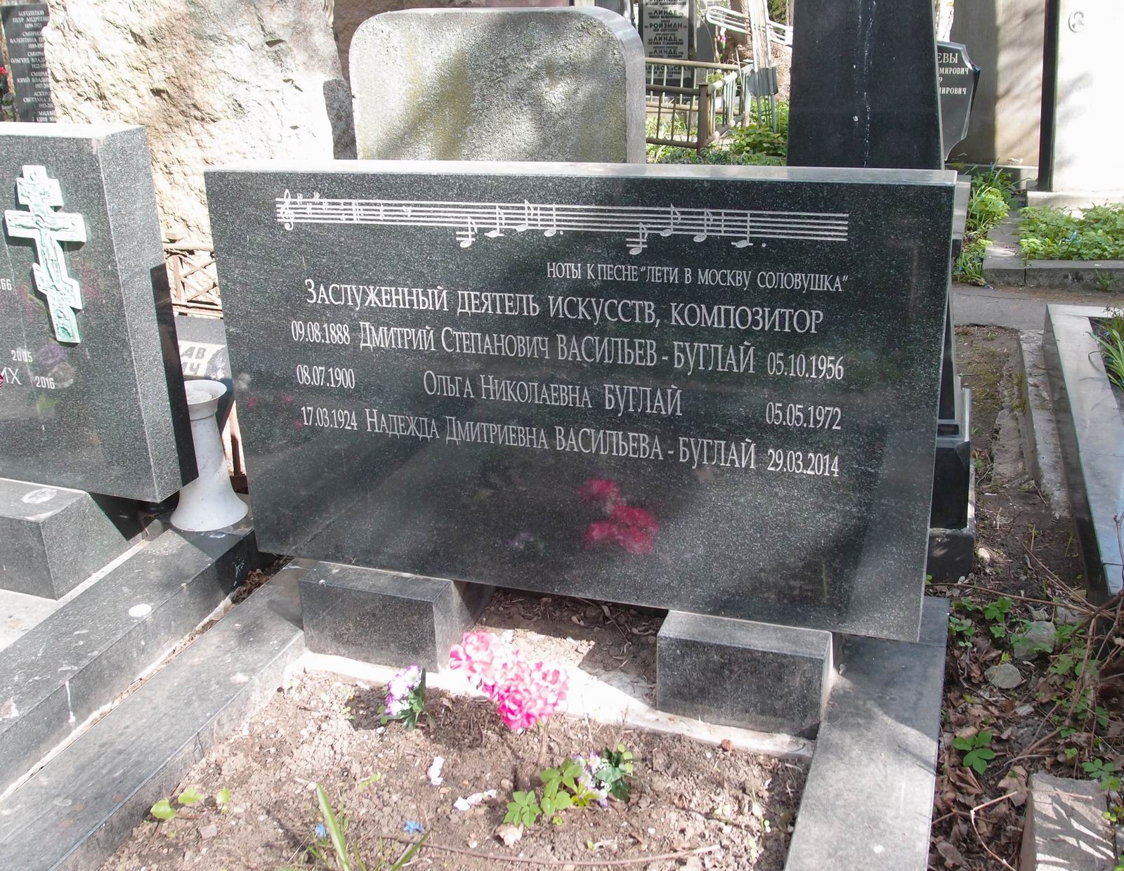 Памятник на могиле Васильева-Буглая Д.С. (1888–1956), на Новодевичьем кладбище (4–39–19).