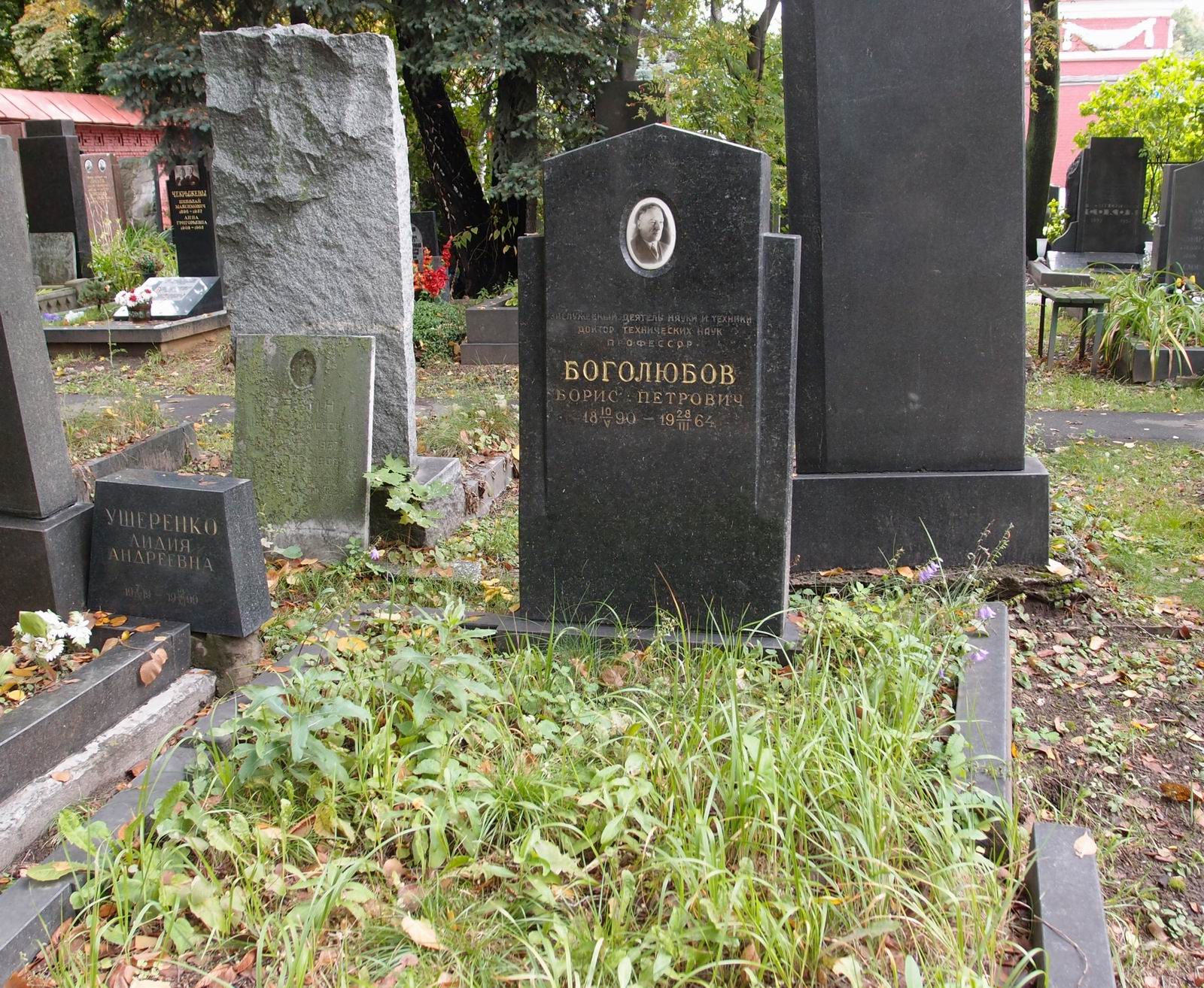 Памятник на могиле Боголюбова Б.П. (1890–1964), на Новодевичьем кладбище (5–8–6).
