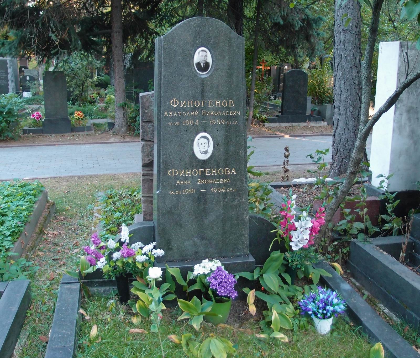 Памятник на могиле Финогенова А.Н. (1904-1959), на Новодевичьем кладбище (5-32-4).