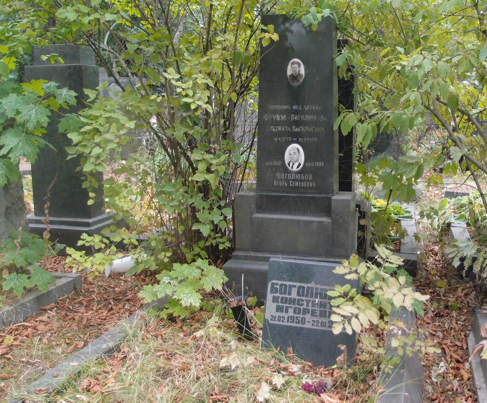 Памятник на могиле Фрунзе-Боголюбовой Л.В. (1890–1959), на Новодевичьем кладбище (5–33–6).